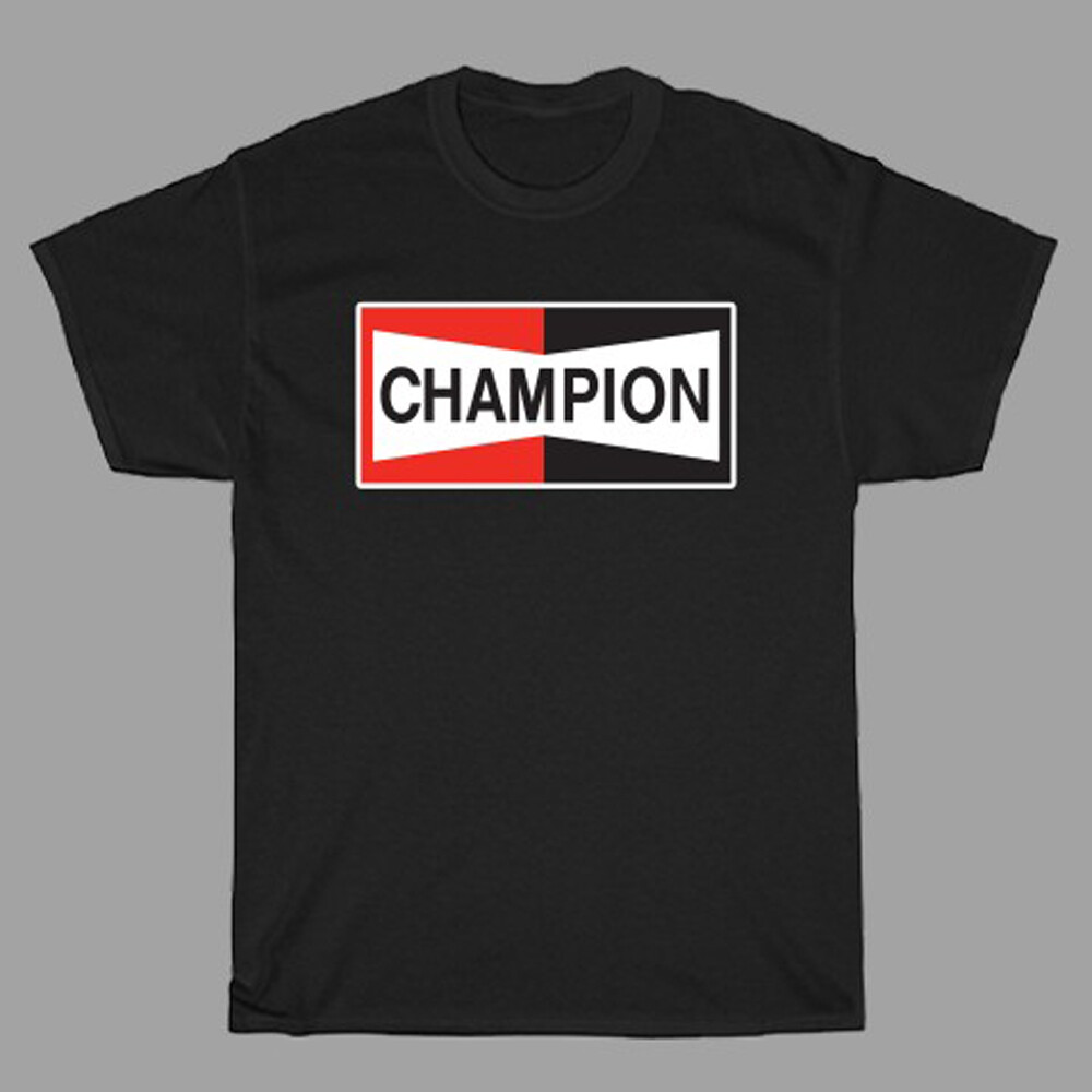 Champion Spark Plug Logo Men&rsquo;s Black T-Shirt Size S-5XL