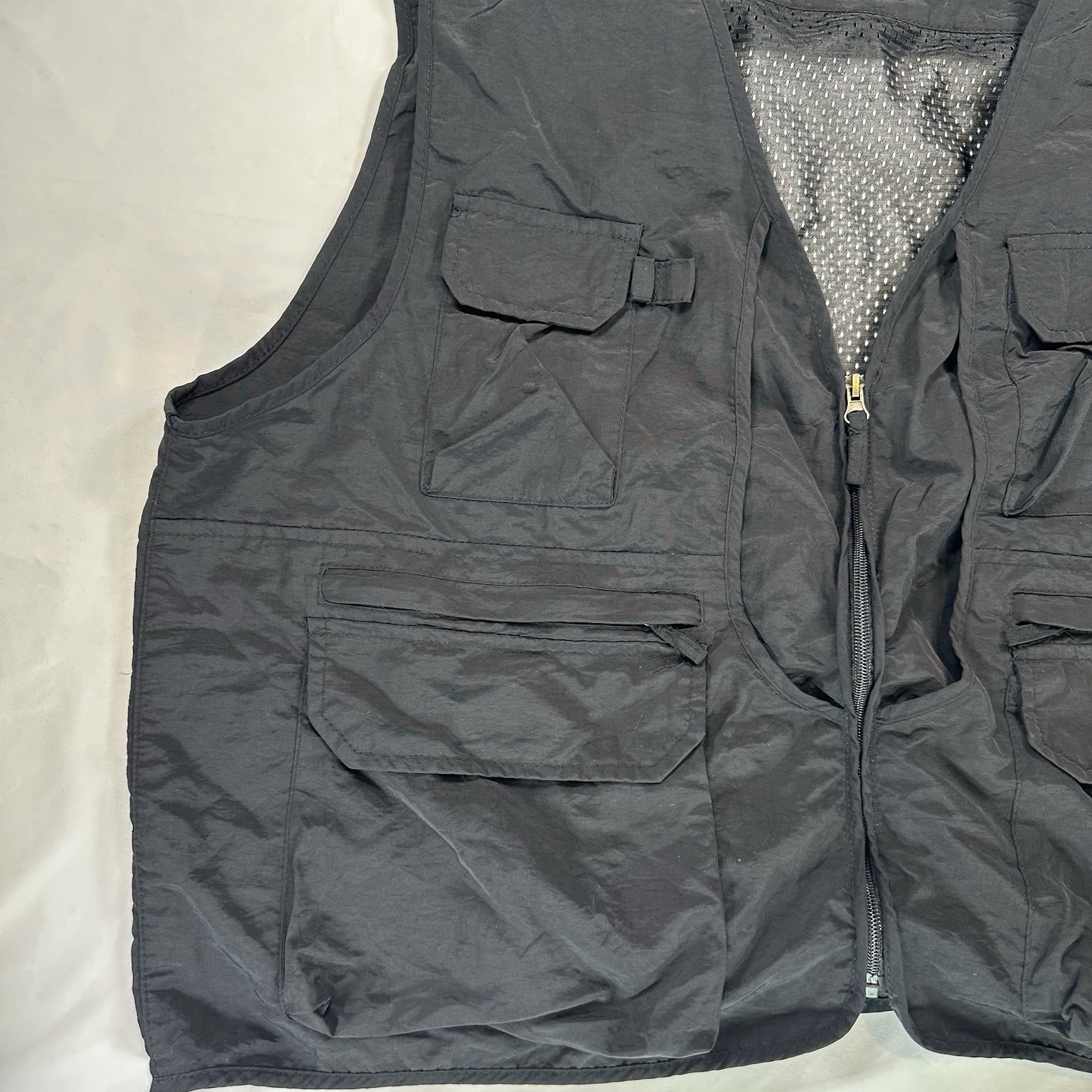 Mens Leisure Sports Multi Pocket Vest Fishing Outdoor Vest Solid Color Sz XL