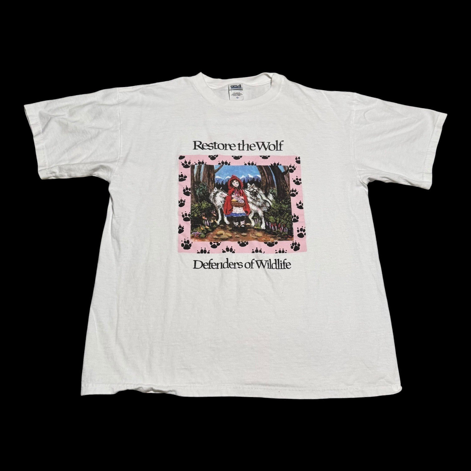 2000s Anvil Restore the Wolf Red Riding Hood Died White Shirt Men&rsquo;s Large