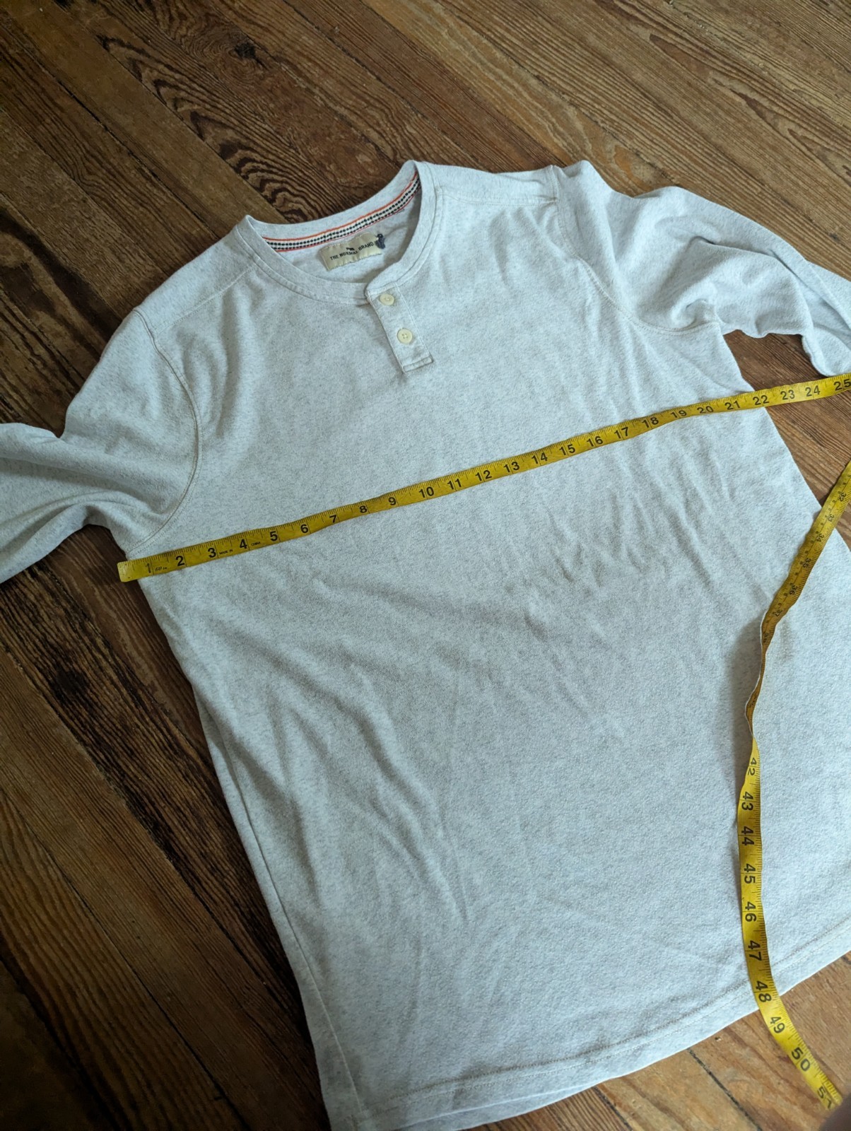 The Normal Brand Puremeso Two Button Henley Size L Gray Long Sleeve