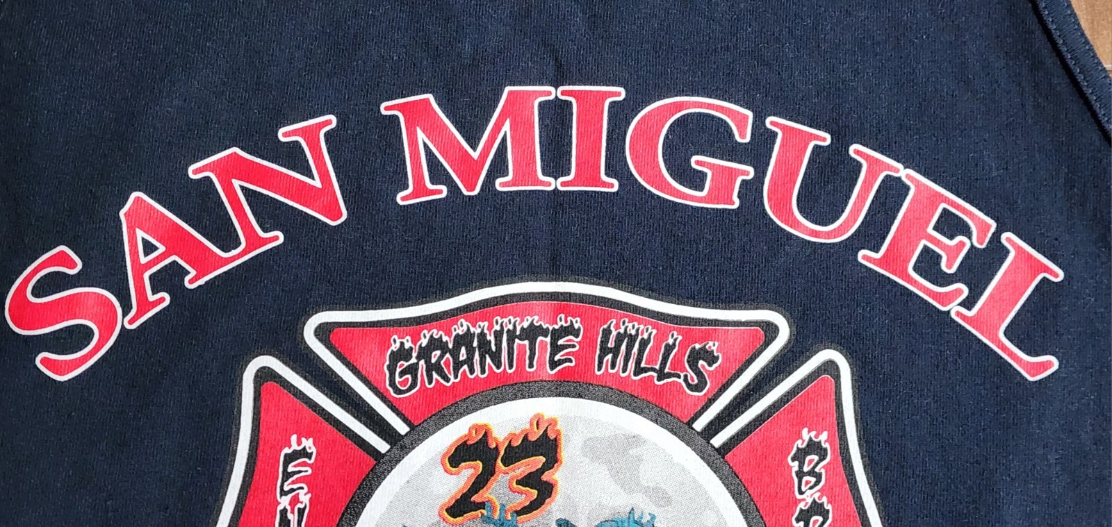 San Miguel Fire Station Tank Top T-Shirt Sz Large Station 23 Granite Hills Tee