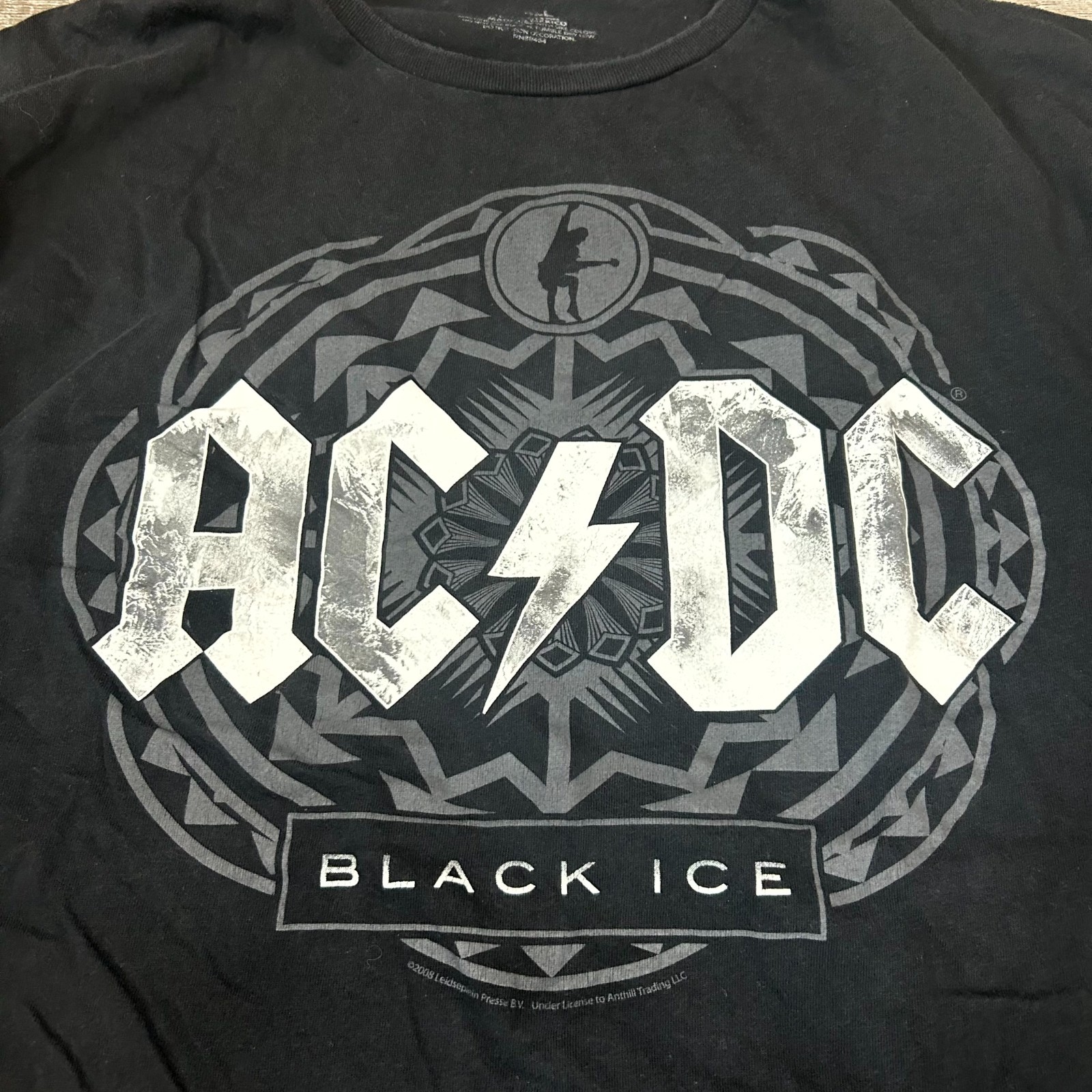 VTG Y2K AC/DC Rock Band T-Shirt Men Black 2008-09 Black Ice Music Concert Tour