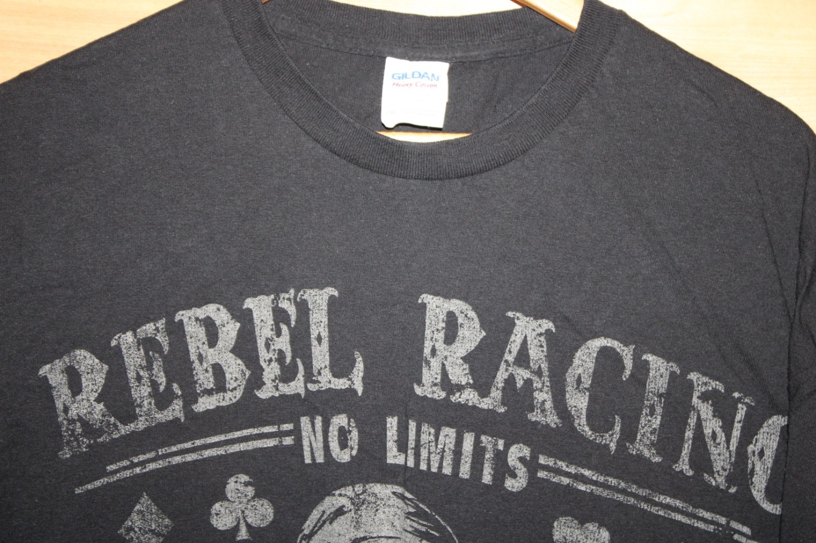 Rebel Racing Skull Graphic T-Shirt 2XL Black Biker Motorcycle Tee