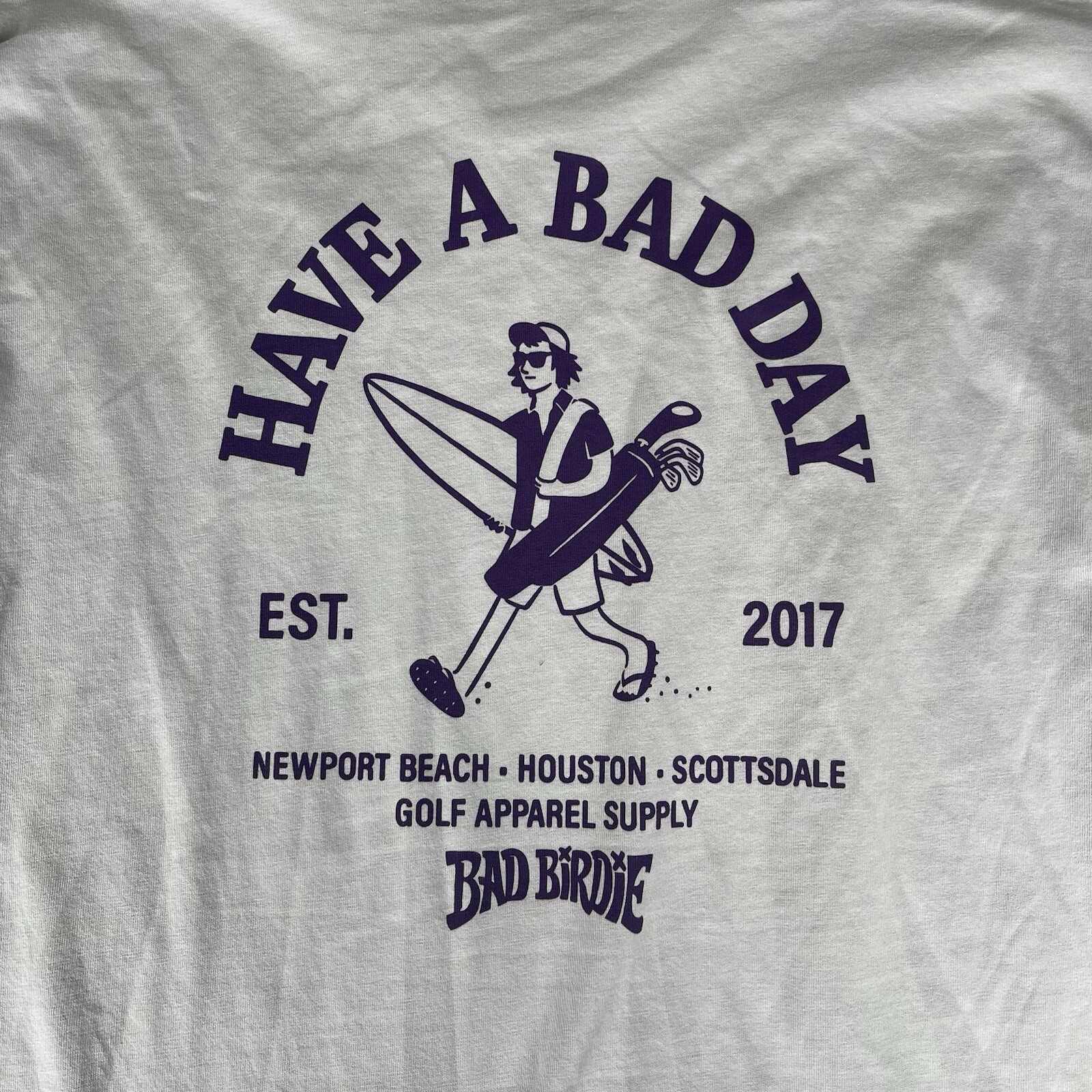 Bad Birdie Bad Day Graphic Tee Golf Men’s Size Large in Lilac NEW