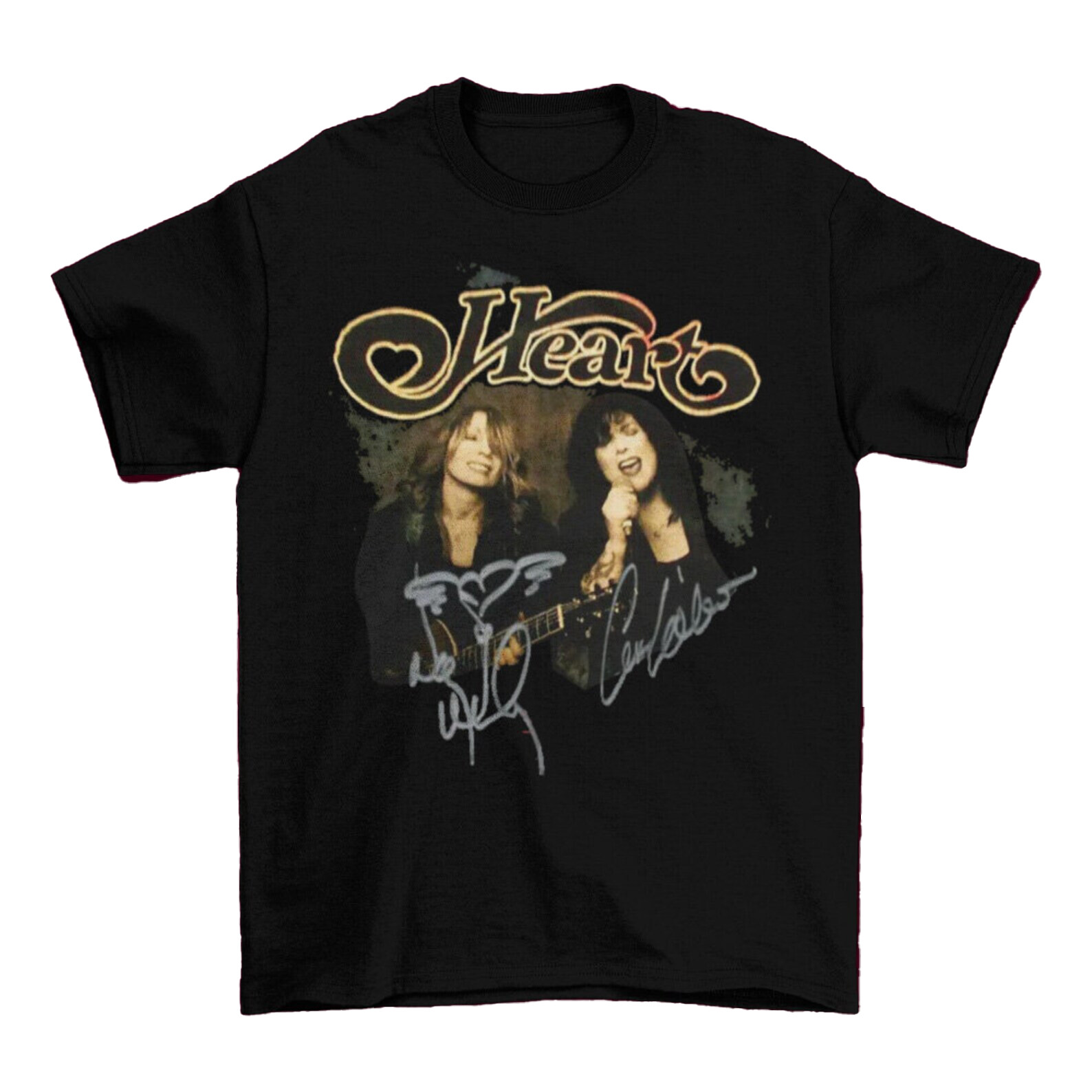 Heart Band Graphic Signature T-Shirt, Heart Band Rock Music Tee All Size S-5XL