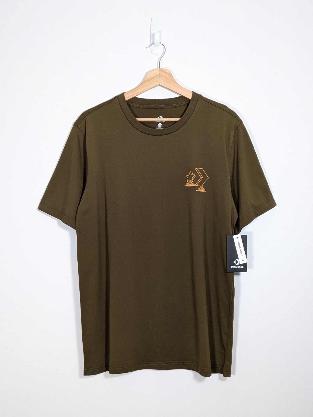 Converse Holiday Skate Tee Graphic Print Short Sleeve T-shirt Medium Khaki