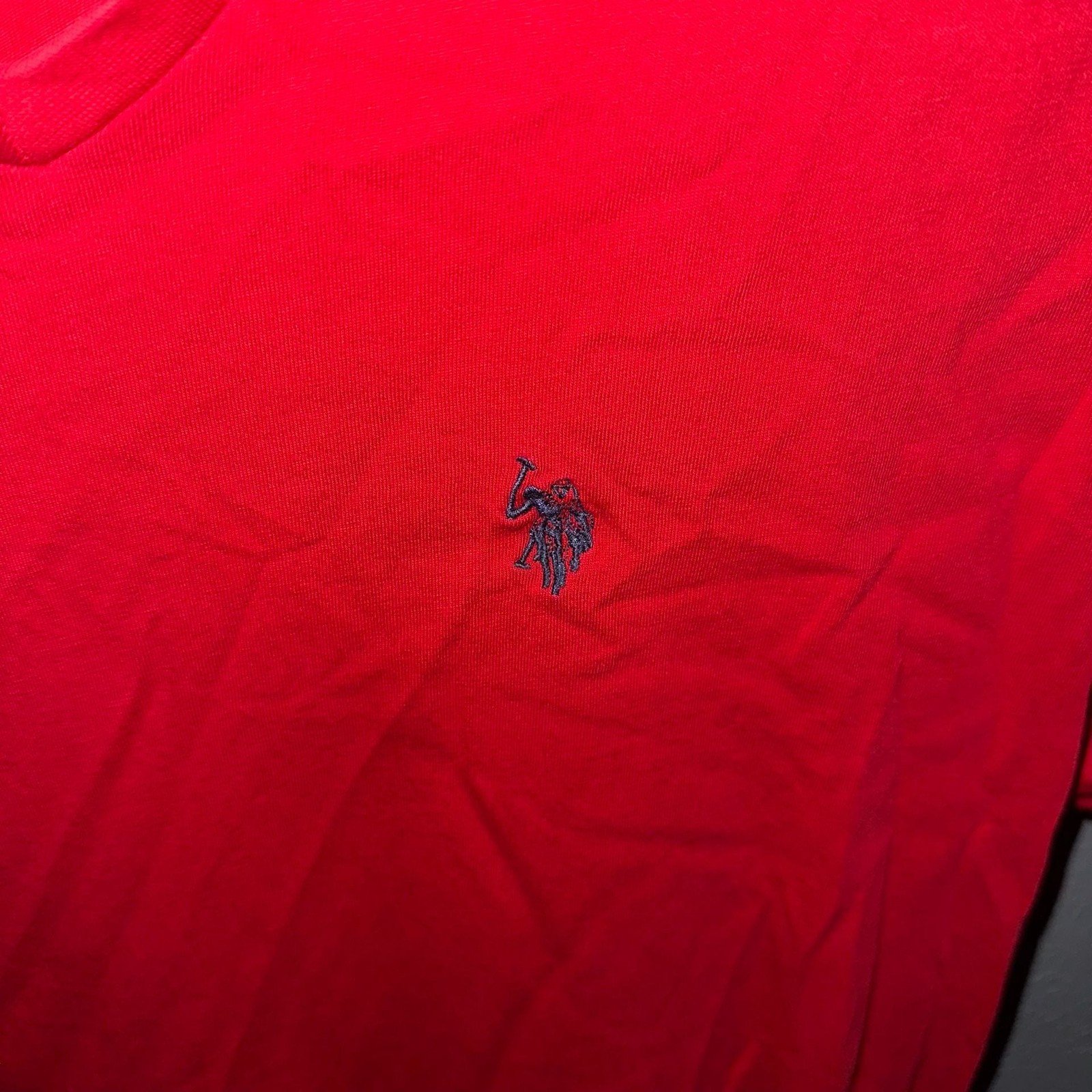 U.S. Polo Assn. Men&rsquo;s Solid V-Neck Short Sleeve T-Shirt in Engine Red