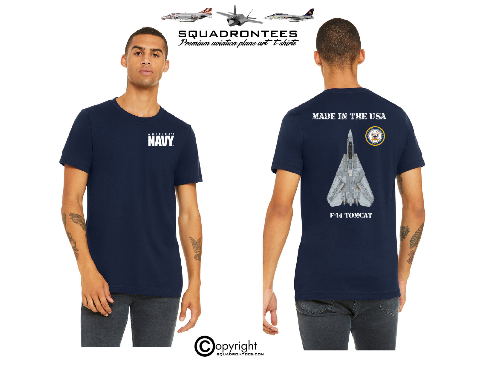 F-14 Tomcat Made in the USA Squadron T-Shirt, USN Licensed Product