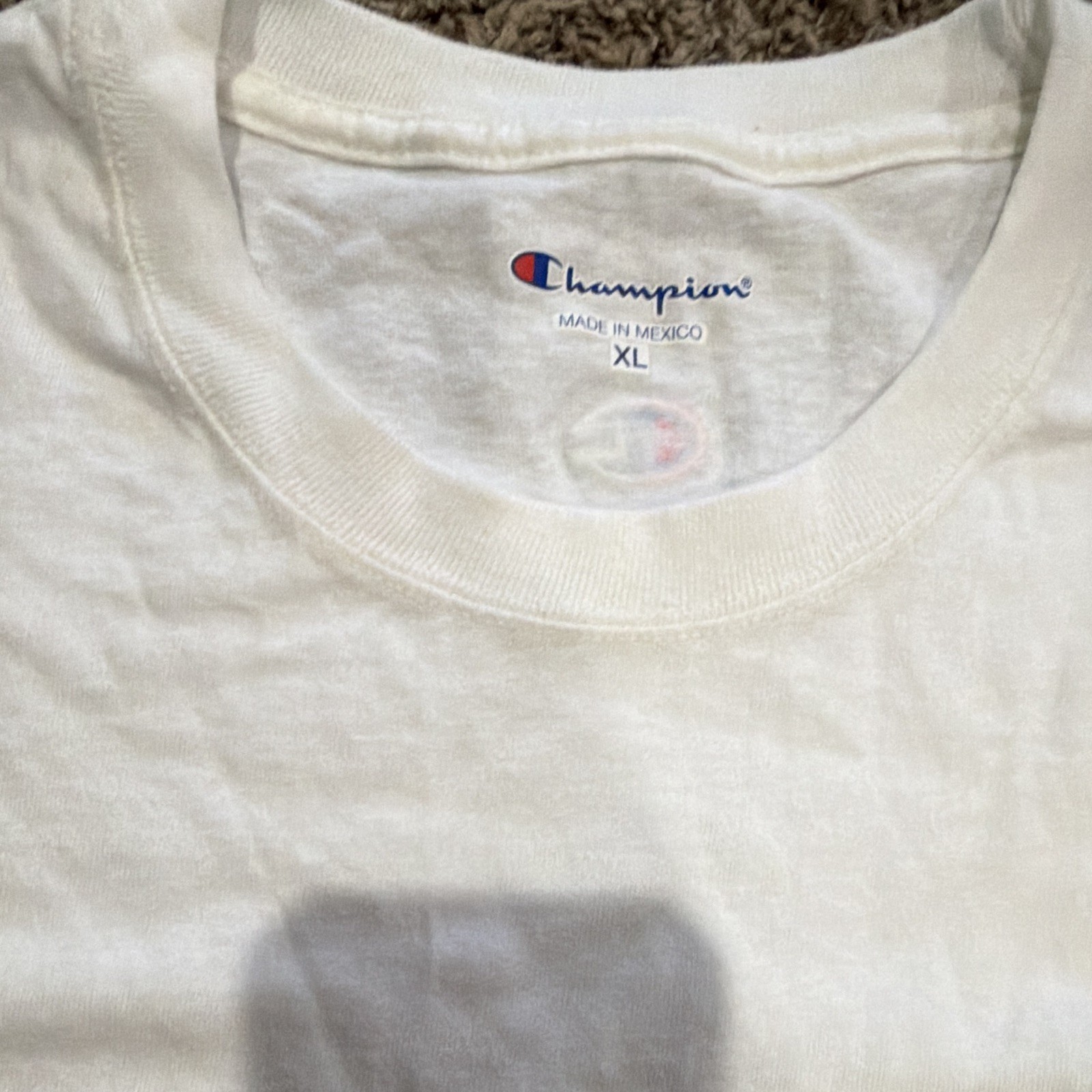 Champion Mens XL White Crew Neck Sleeveless Muscle Jersey Cotton Logo Tagless