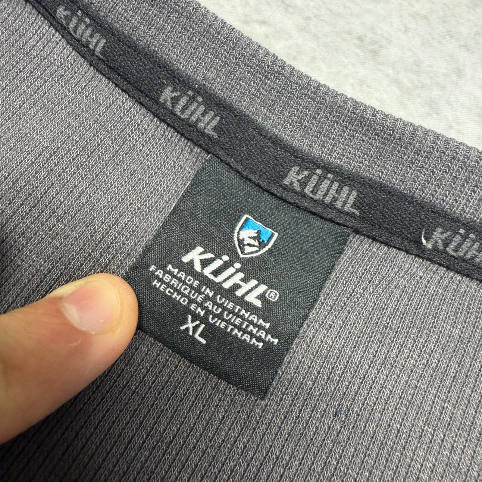 Kuhl Enticer Henley XL UPF 50+ Ribbed Snap Base Layer Hiking Charcoal Gray