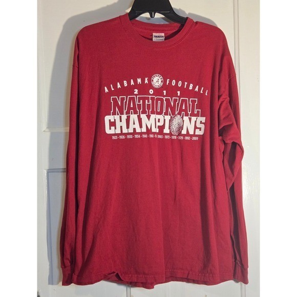 Gildan Alabama Crimson Tide 2011 National Champions Long Sleeve Shirt Men XL Red