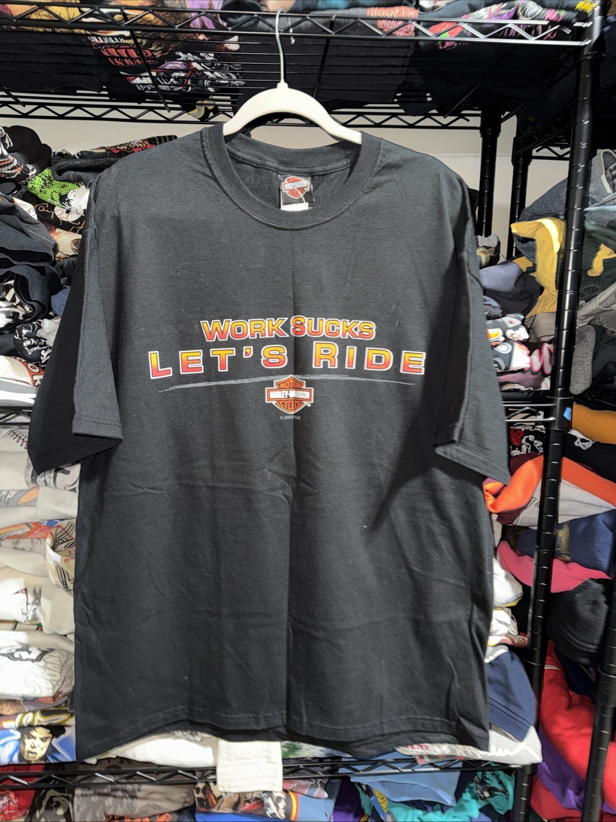 Vintage Y2K Harley Davidson NWT “work Sucks Let’s Ride” Bahrain Shirt Size Xl