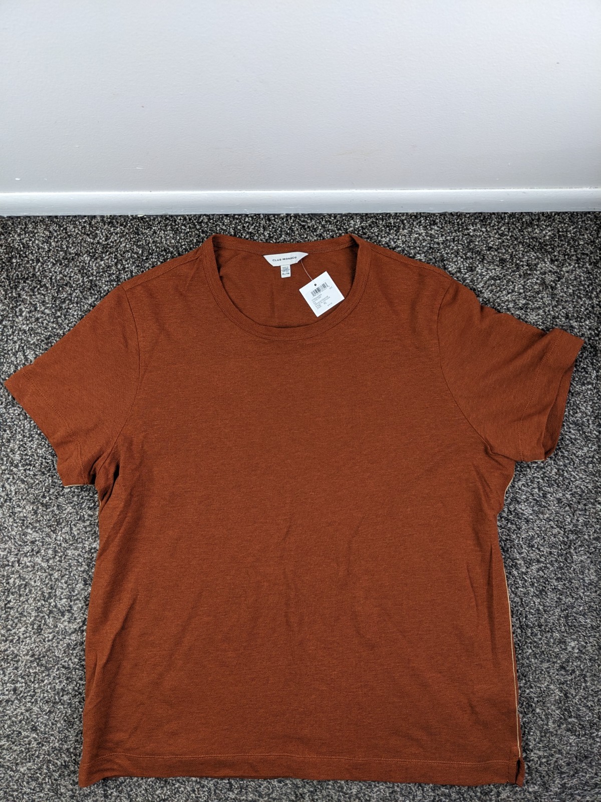 NWT Club Monaco Shirt Pique Linen Blend Burnt Orange Mens XL $79.50