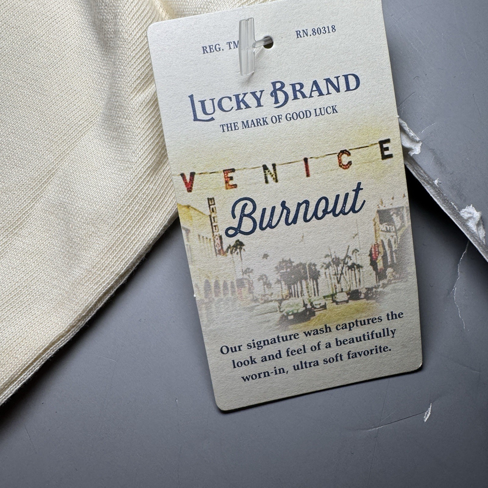 Lucky Brand T Shirt L Venice Burnout The Rolling Stones American Tour 1972 Ecru