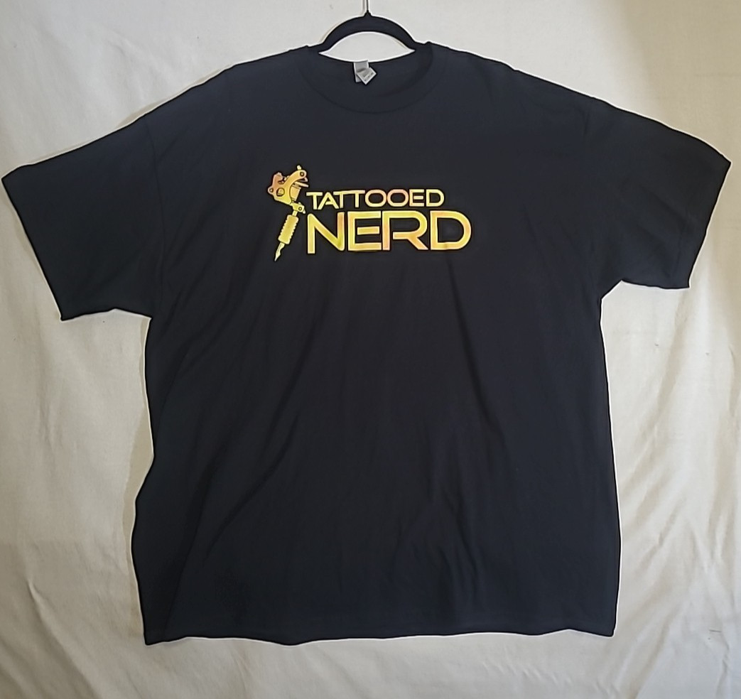 2XLarge Black Tattooed Nerd T-Shirt Tattoo Machine