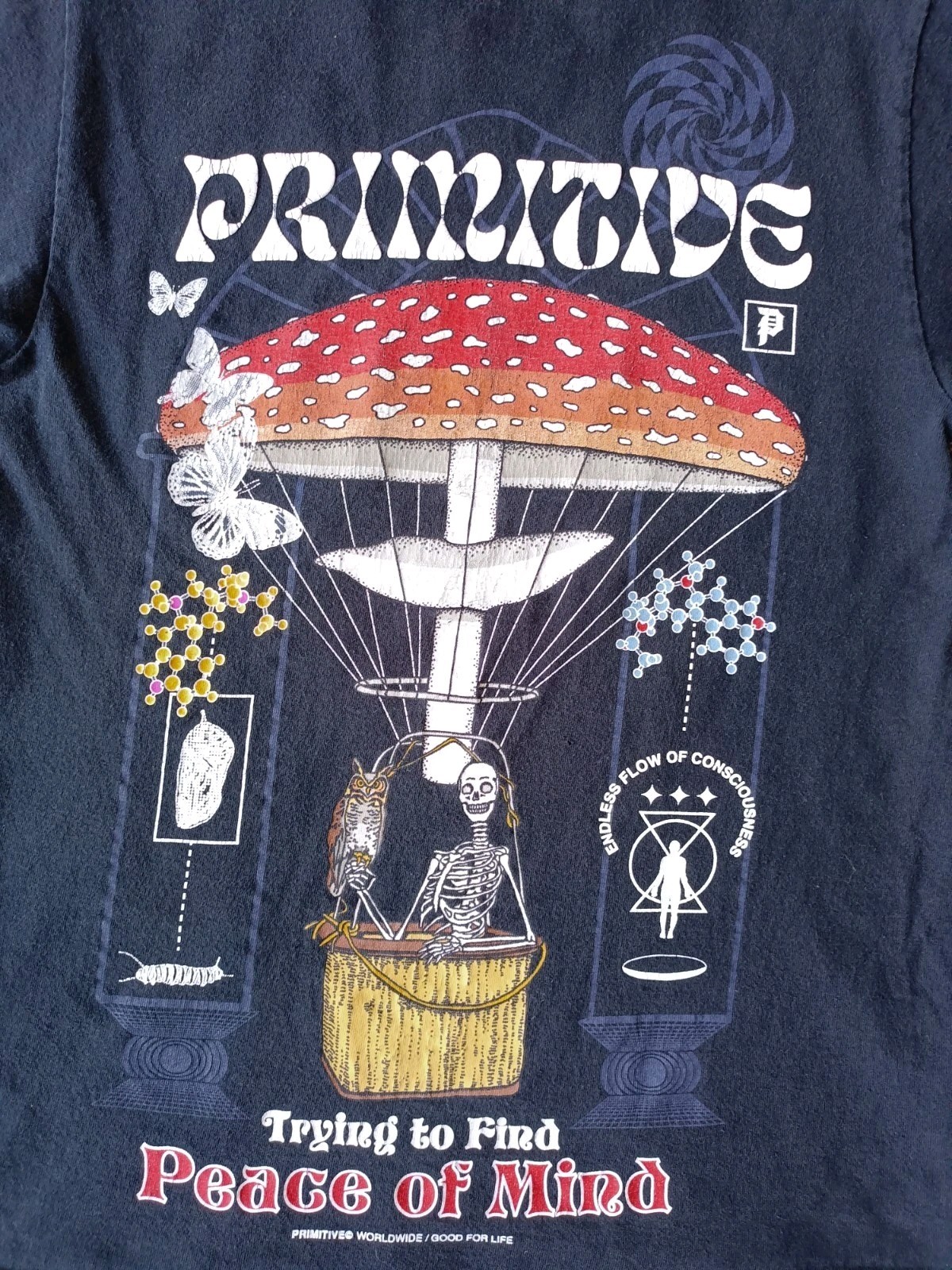 Primitive Skateboarding T-Shirt Men&rsquo;s Size Small Graphic Print Black Shirt