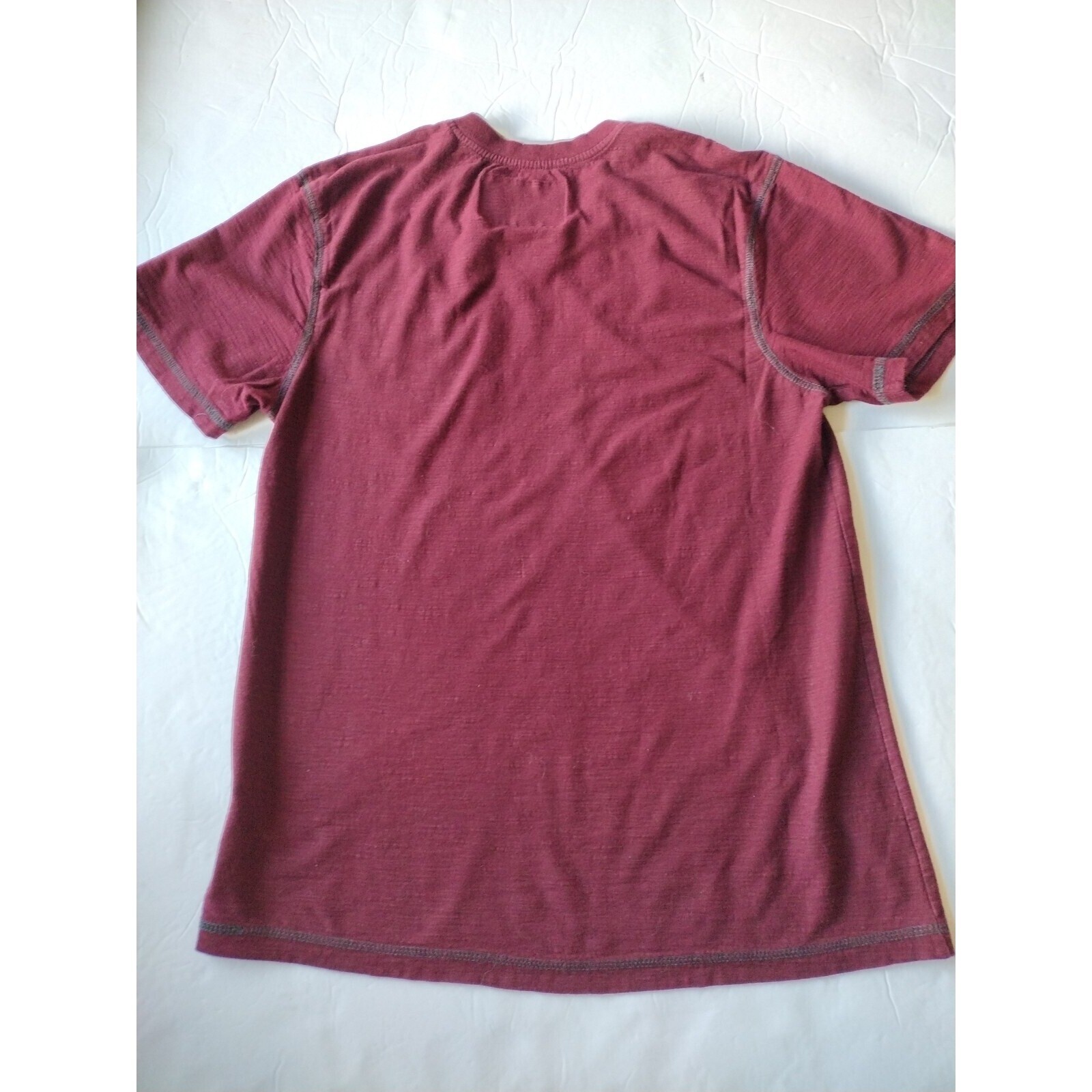 Zero Nineteen T Shirt Men S Burgundy Short Sleeve V-Neck Casual Travel School