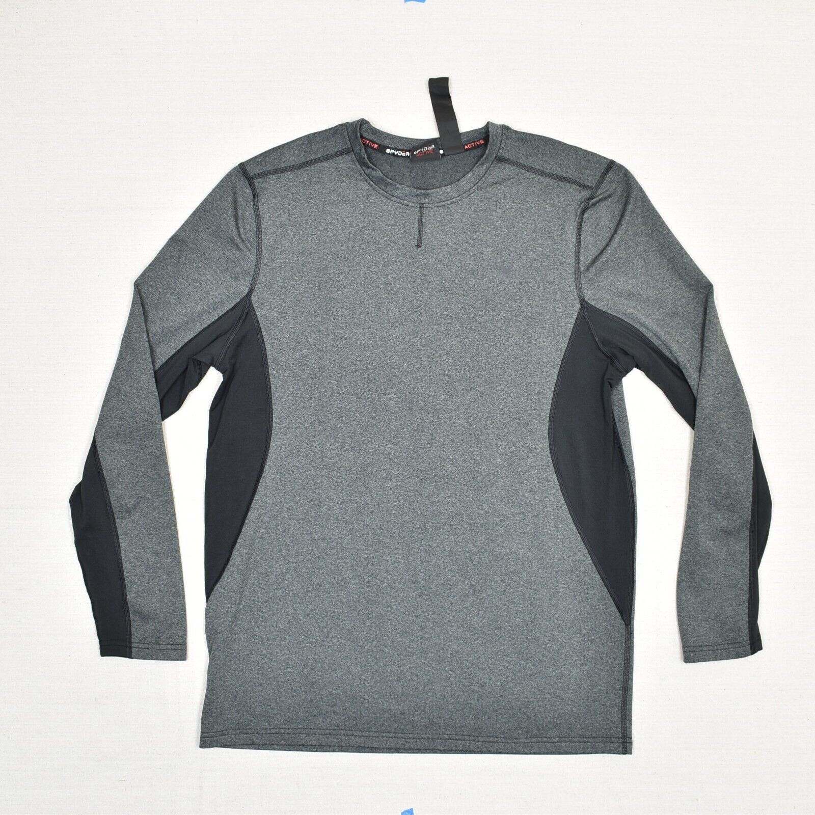 Spyder Men&rsquo;s T Shirt Crew Long Sleeve Polyester Gray Size XL Pro Web Active