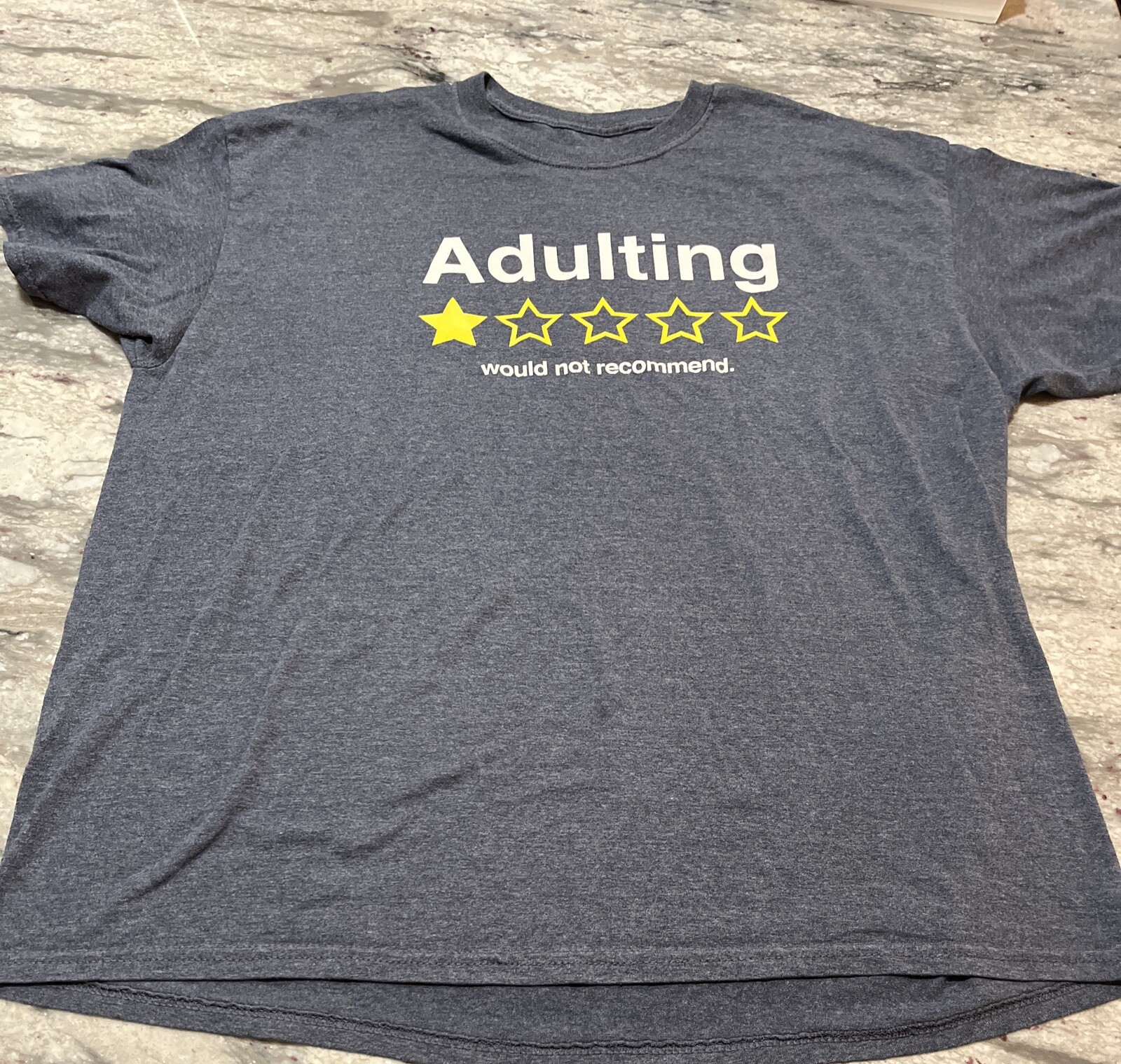 DOM Size XL Adulting Would Not Recommend T Shirt 50-50 Cotton Blend, Navy