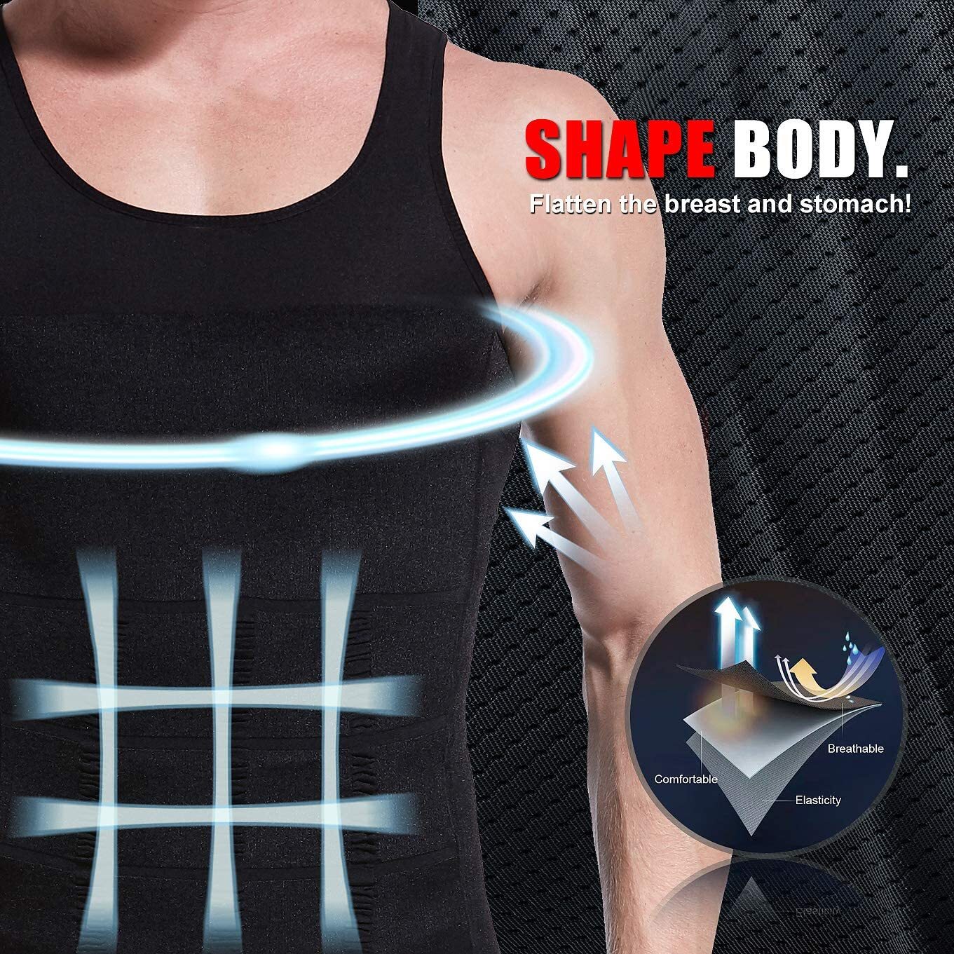 Gynecomastia Compression Shirts for Men White Tank Top Fajas Hombres Body Shaper