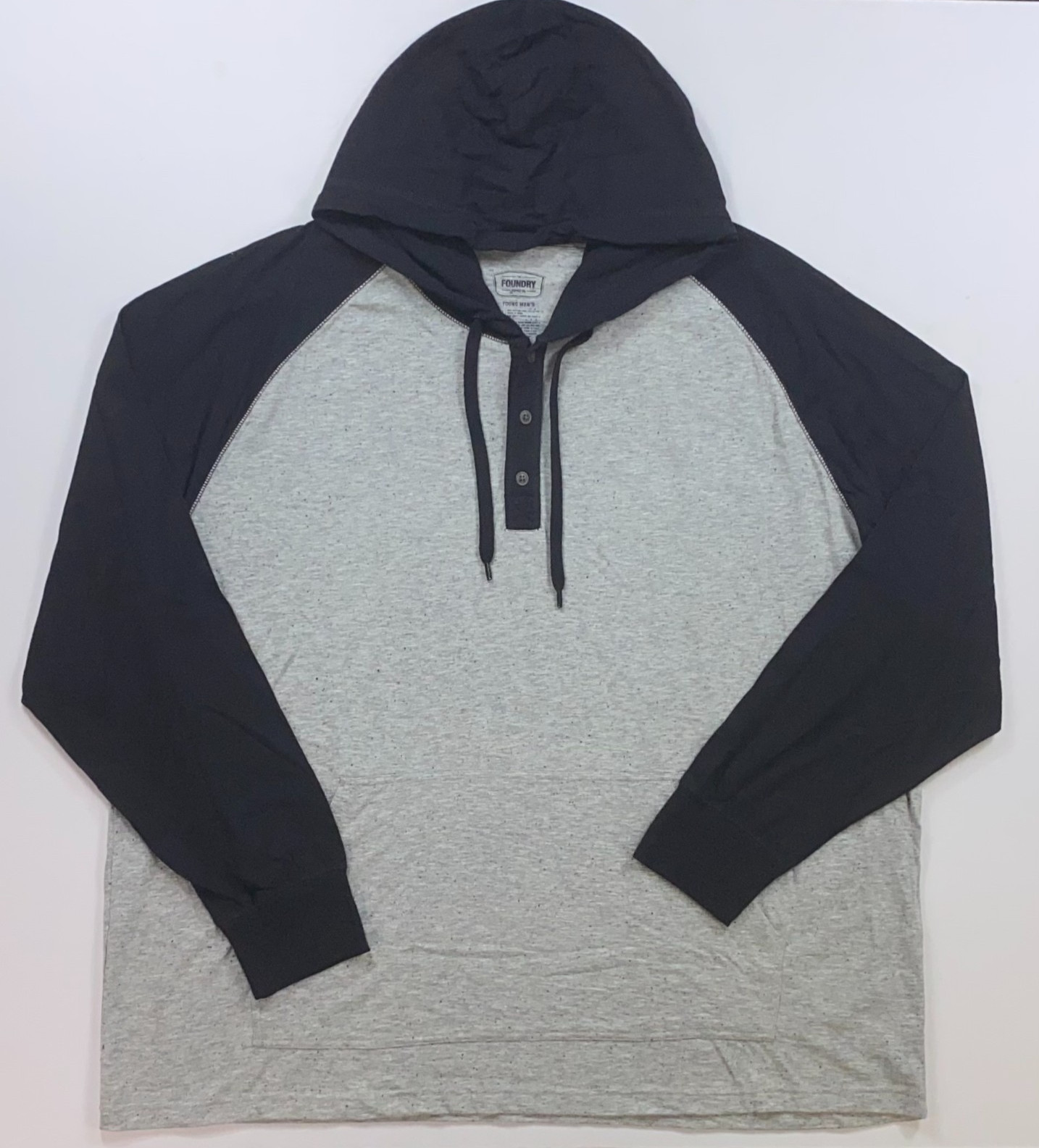 NEW Young Men&rsquo;s Foundry Supply Co. Big Man Long Sleeve Henley with Hood