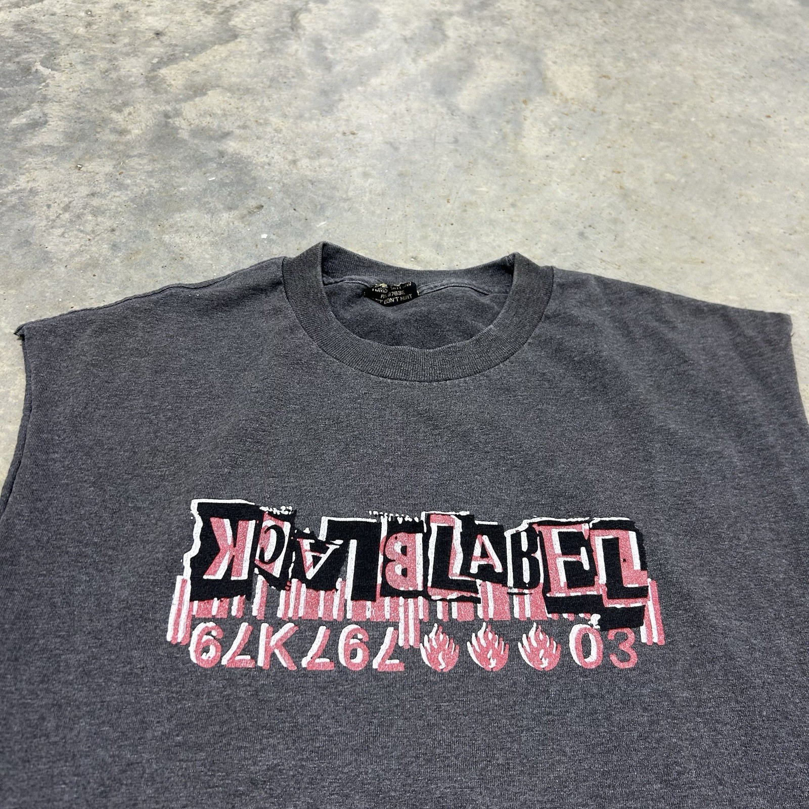 Vintage Y2K Black Label Skate Cut Off T-Shirt Gray No Size Grunge