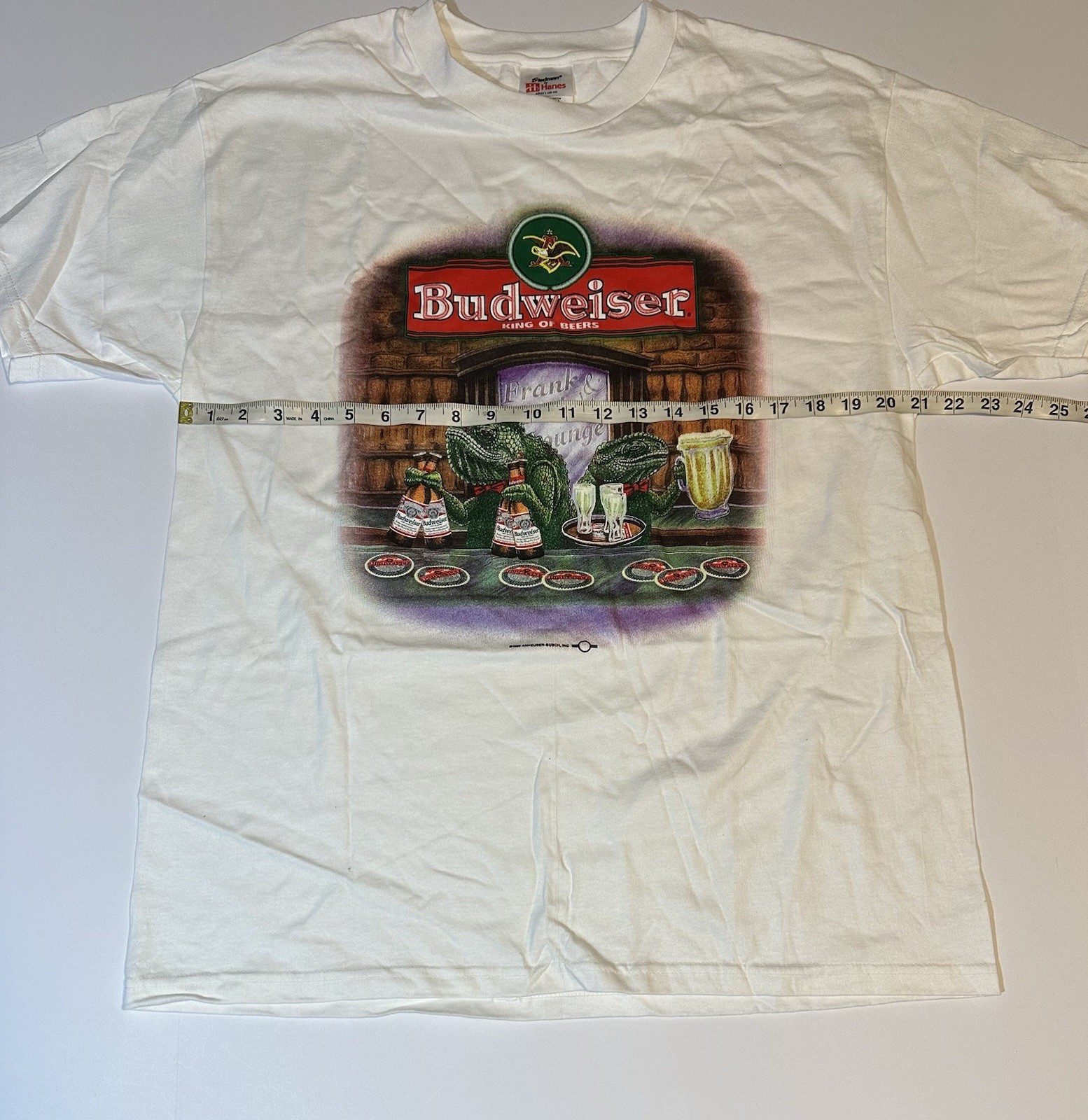 Vtg 1998 Budweiser Lizards T Shirt Frank & Louie’s Lounge Sz L NOS Brewery Beer
