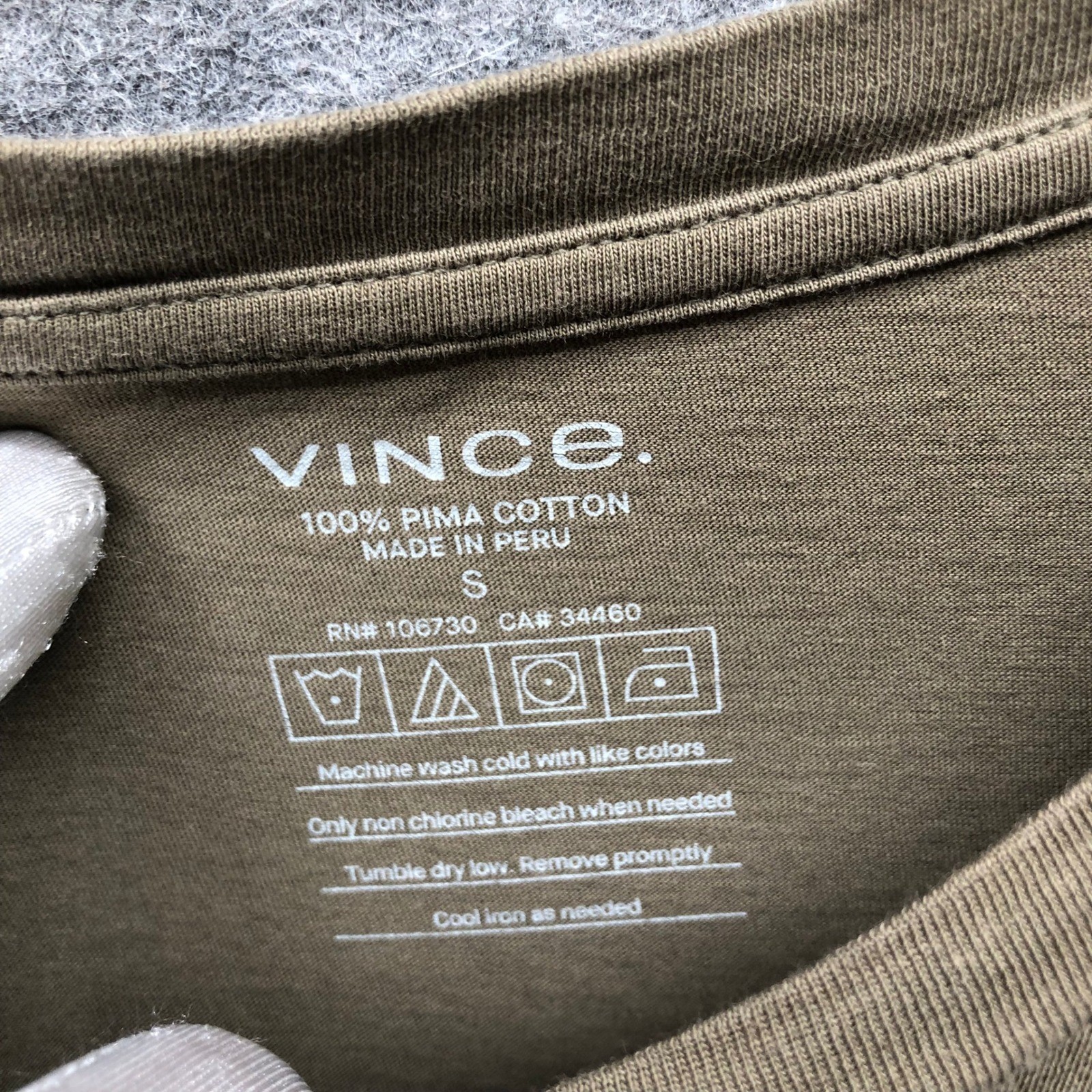Vince Essential Crew Neck T-Shirt Mens S Pima Cotton Short Sleeve Brown
