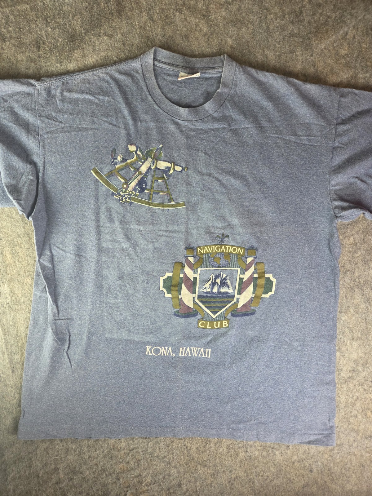Vintage Kona Hawaii Navigation Club Shirt Mens XL Blue Single Stitch USA