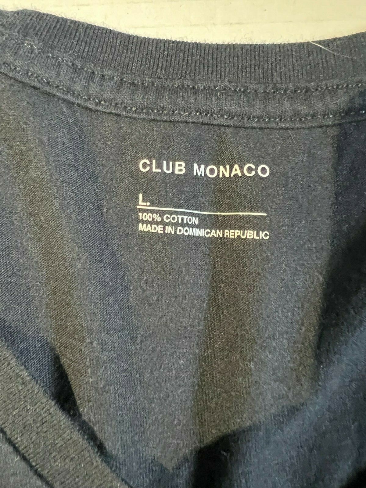 New CLUB MONACO Mens T-shirt Blk L/S Soft Cotton V-neck Tee sz L $49