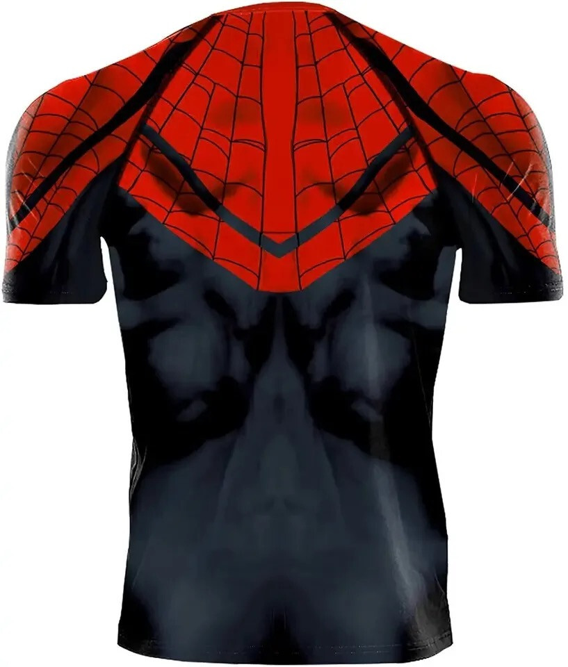 Men&rsquo;s T-shirts Spider Superhero Compression Tights Short Sleeve Tops Tee Gym