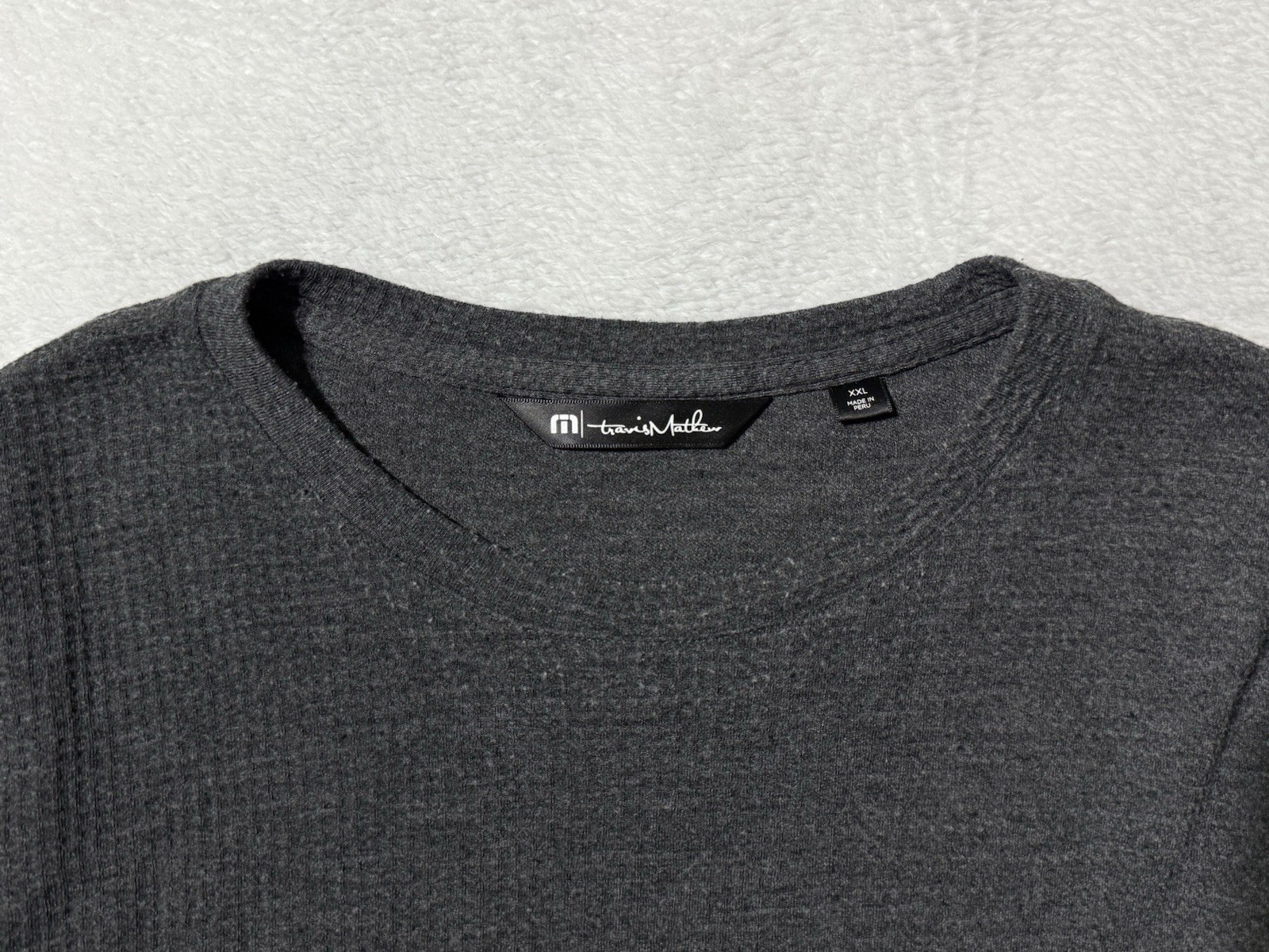 Travis Mathew Cloud Waffle Crew Shirt Sweatshirt Mens 3XL Charcoal Gray Pullover