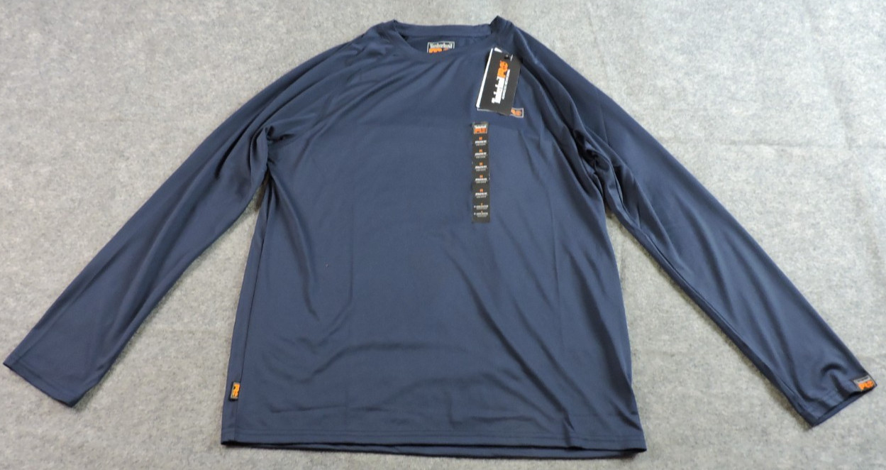 Timberland Pro Mens Medium Wicking Long Sleeve Athletic Fit Navy Blue T Shirt