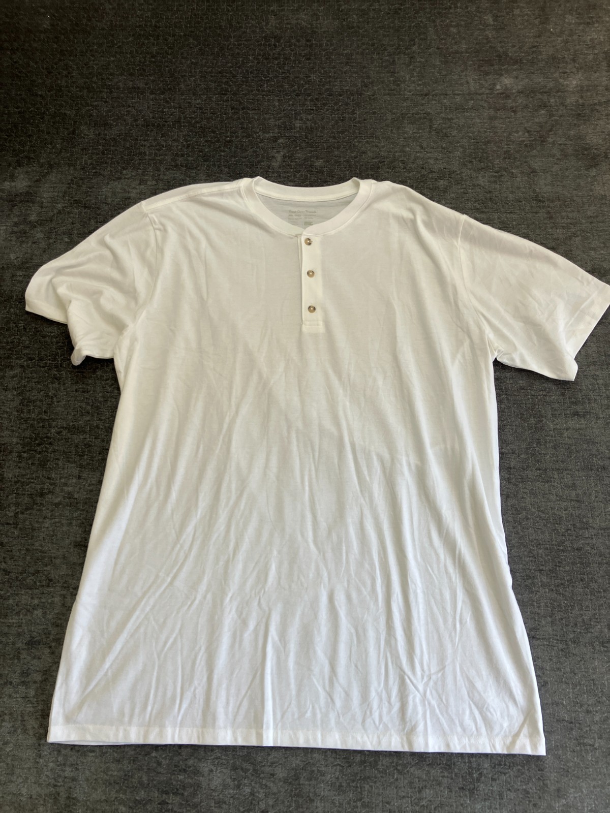 Fresh Clean Threads T-Shirt Men 2XLT White Soft Knit Cotton Casual Henley Neck