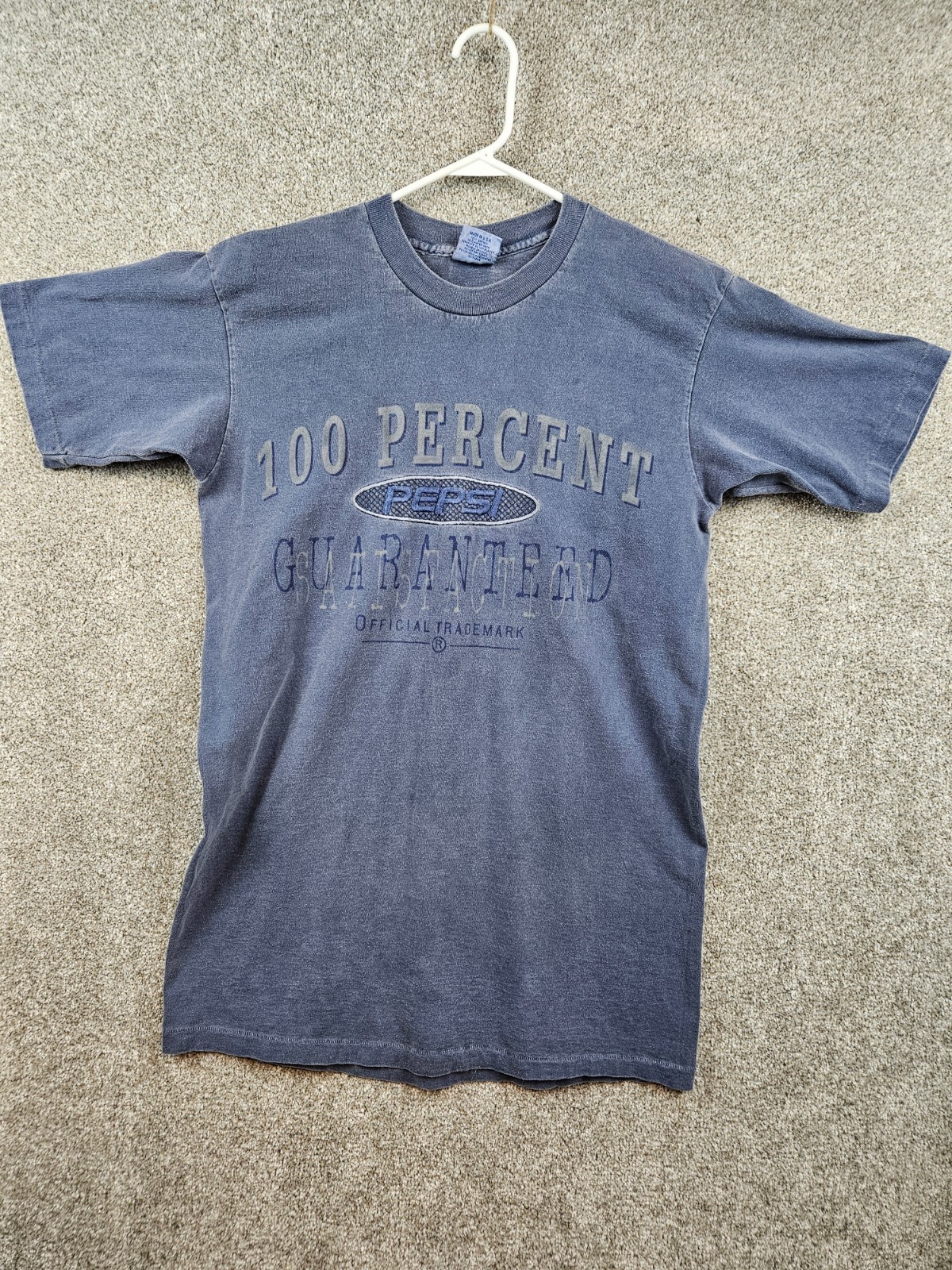 Vintage PEPSI S/M TShirt Single Stitch Blue 100 Percent Guaranteed