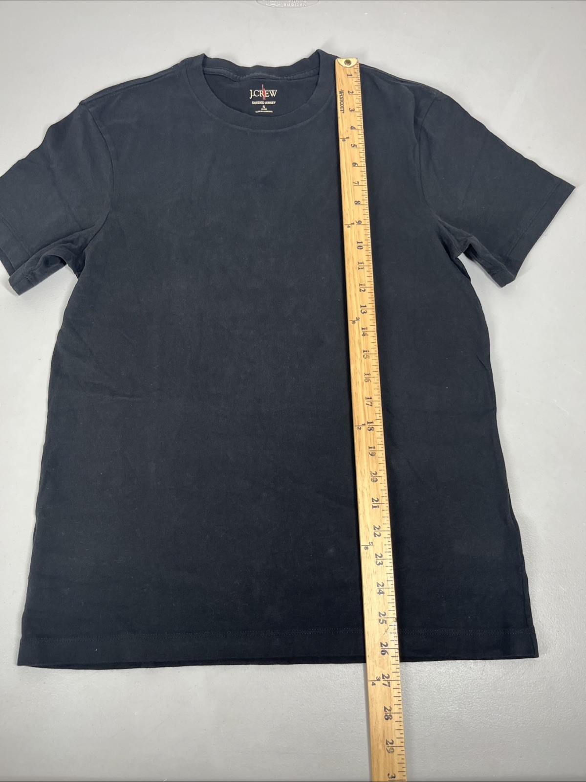 J Crew Sueded Cotton T Shirt Mens Small Slim Fit Black Jersey Tee Crewneck FLAW