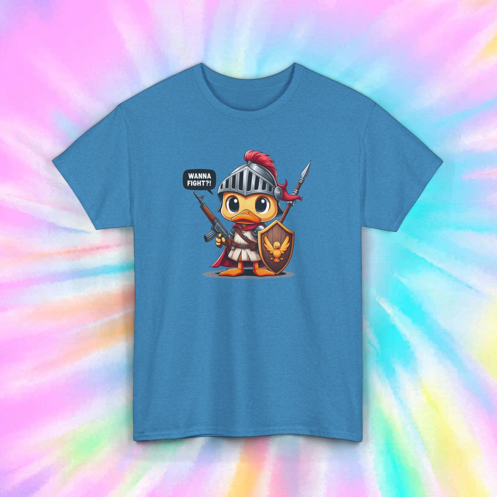 Wanna Fight Duck Knight Warrior Shirt S-5XL Funny Battle Gamer Armor Tee Gift