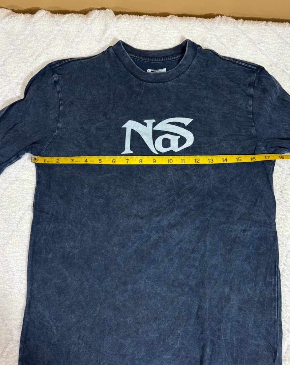 Nas Hip Hop If I Ruled The World 2 Sided Stone Wash Blue Long SleeveTee Size XS