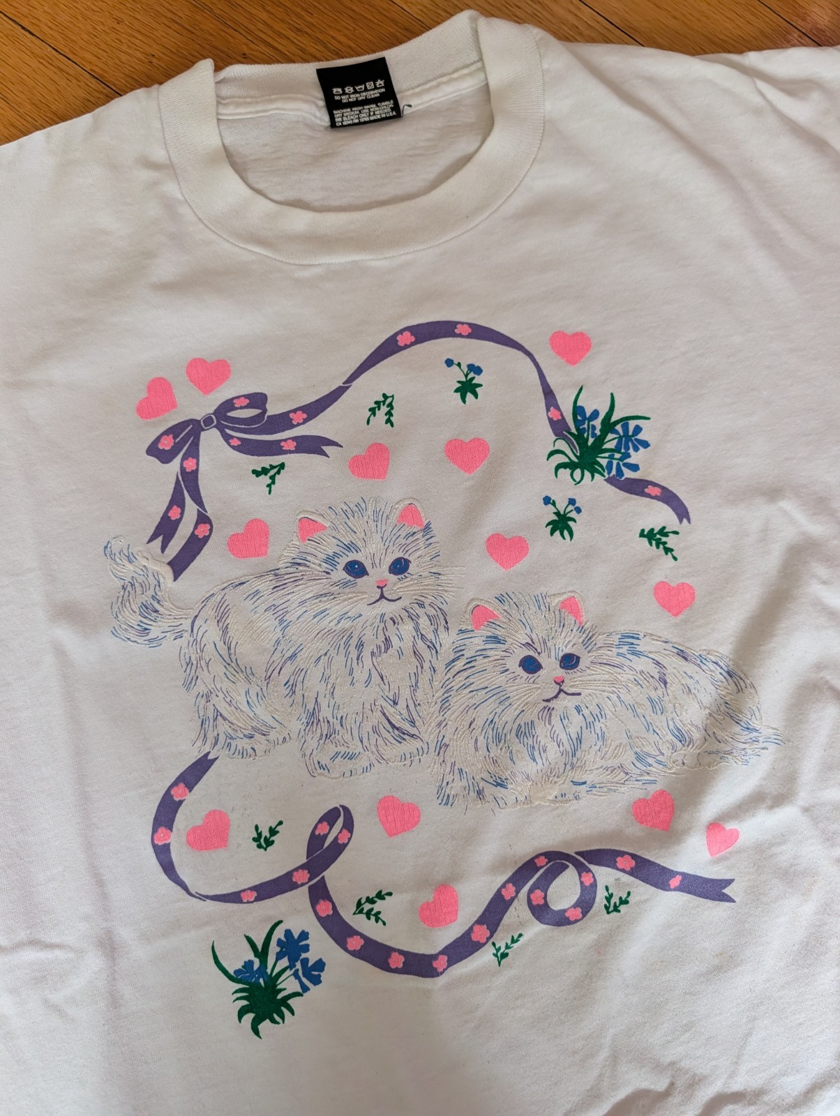 Vintage Screen Star Best Cute Cat Shirt Size XL Single Stitch