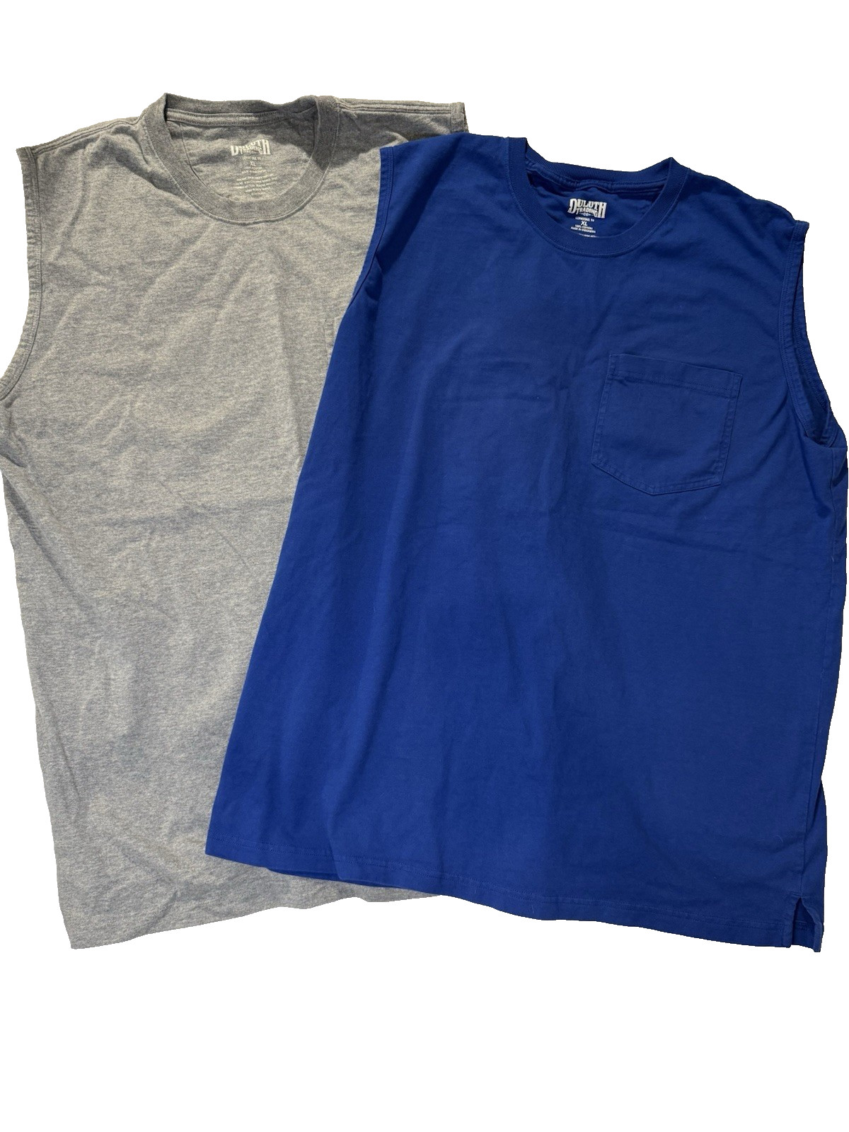 Duluth Trading Co (2) Shirt Mens XLNavy Gray LongTail 100%Cotton Pocket TShirt