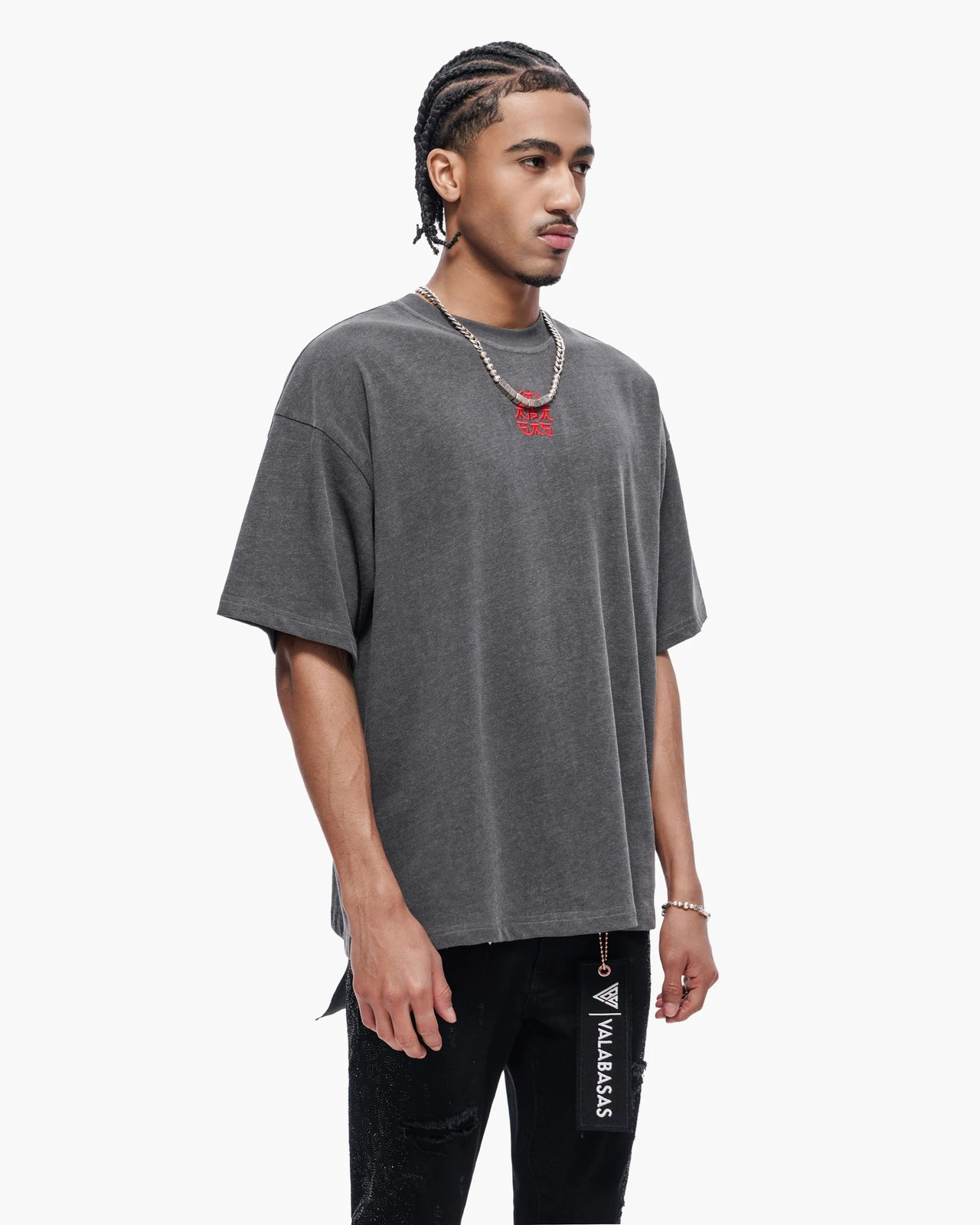 Valabasas Men Kaen Boxy Oversize Tee Dark Grey