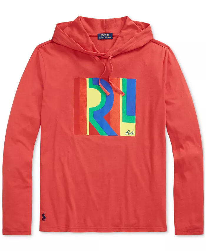 POLO RALPH LAUREN Men&rsquo;s Logo Jersey Hooded T-Shirt in Starboard Red SZ. L,XL,XXL