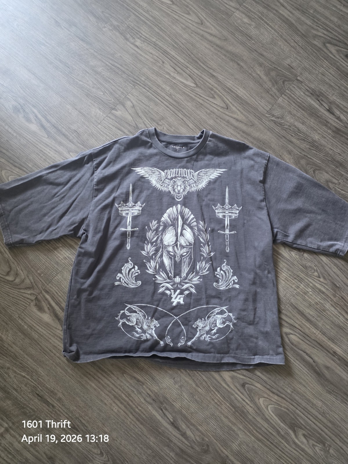 YoungLA 4184 Royal Knight Tee Grey Size Large