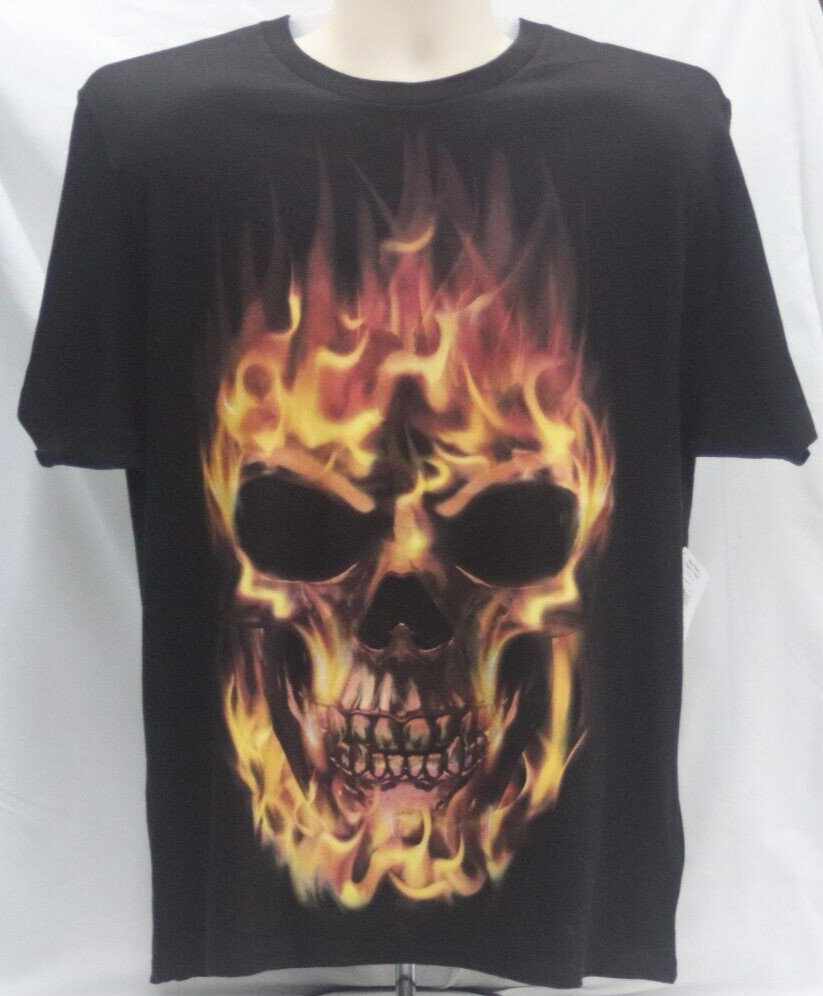 Way to Celebrate Halloween Mens Flaming Skull Graphic TShirt Black Sizes Vary