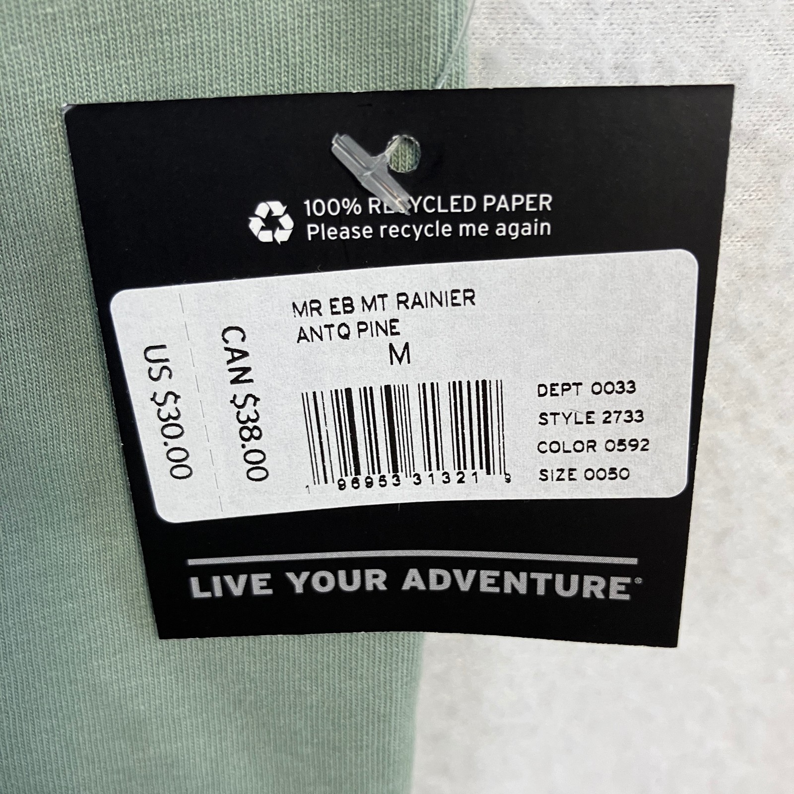 Eddie Bauer Mt. Rainier Graphic T-Shirt Men&rsquo;s Size M Green Short Sleeve NWT