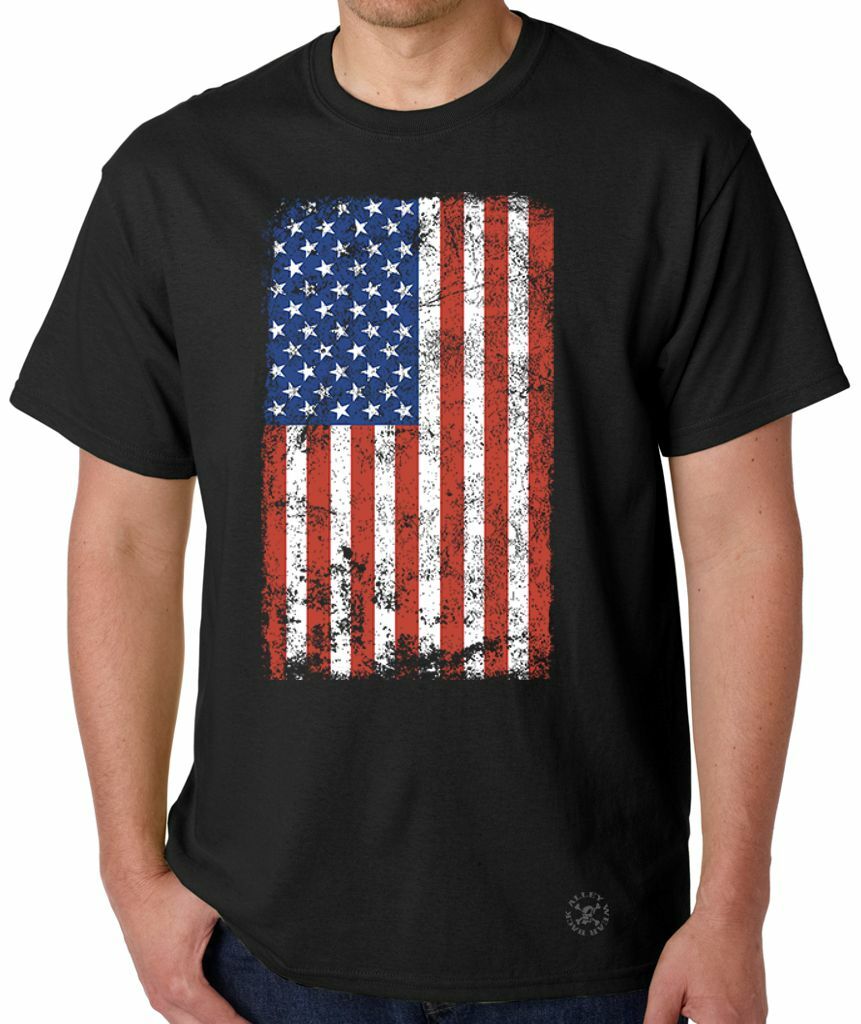 AMERICAN FLAG US T-SHIRT FADED DISTRESSED DESIGN M-3XL USA PRIDE UNITED STATES