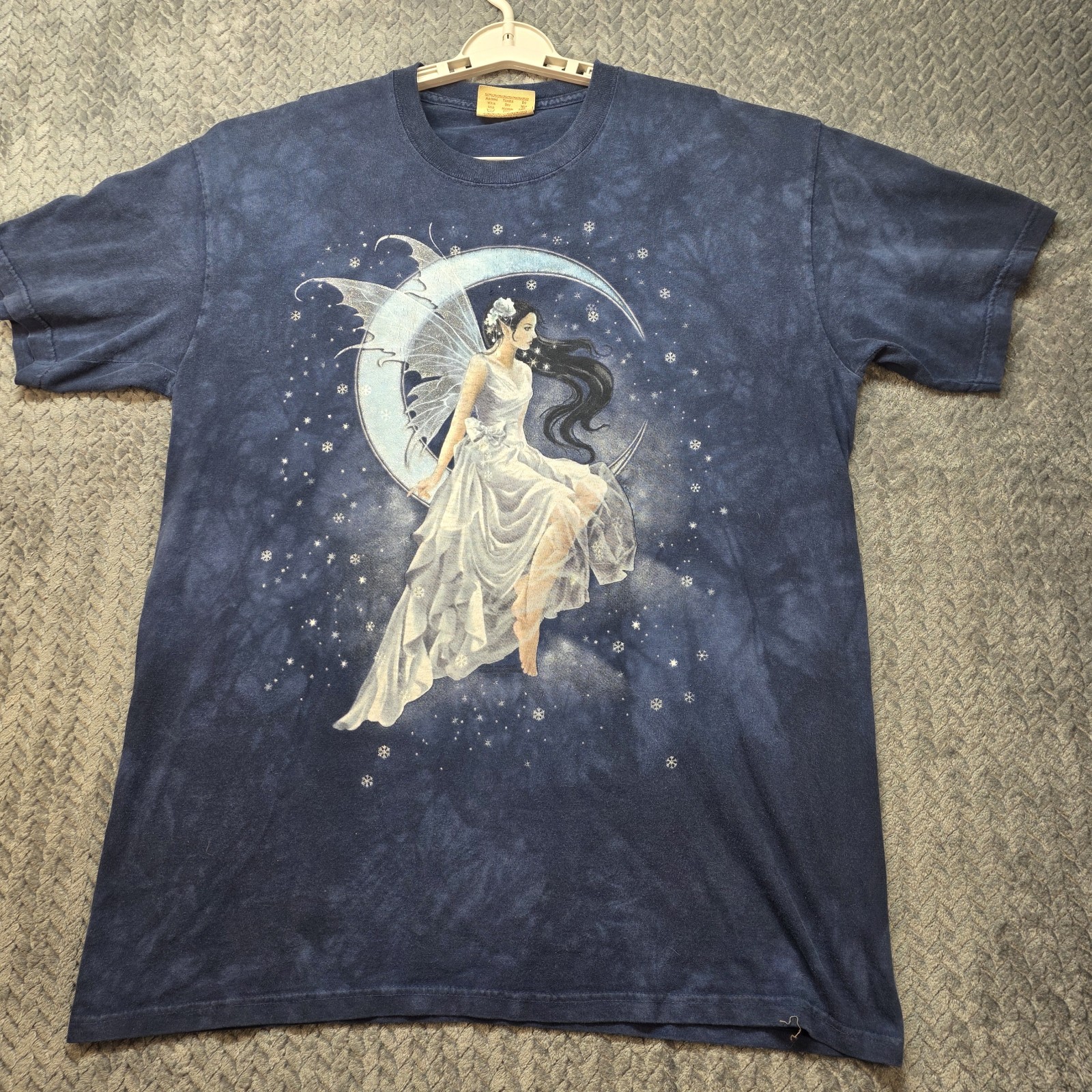 VTG The Mountain Fairy T-Shirt Tie Dye Men&rsquo;s Large Blue Y2K Moon Night Fantasy