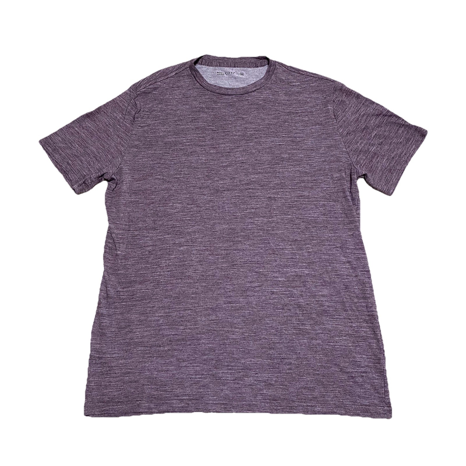 Hill City Merino Wool Blend T-Shirt Mens M Purple Crew Neck Short Sleeve Stretch