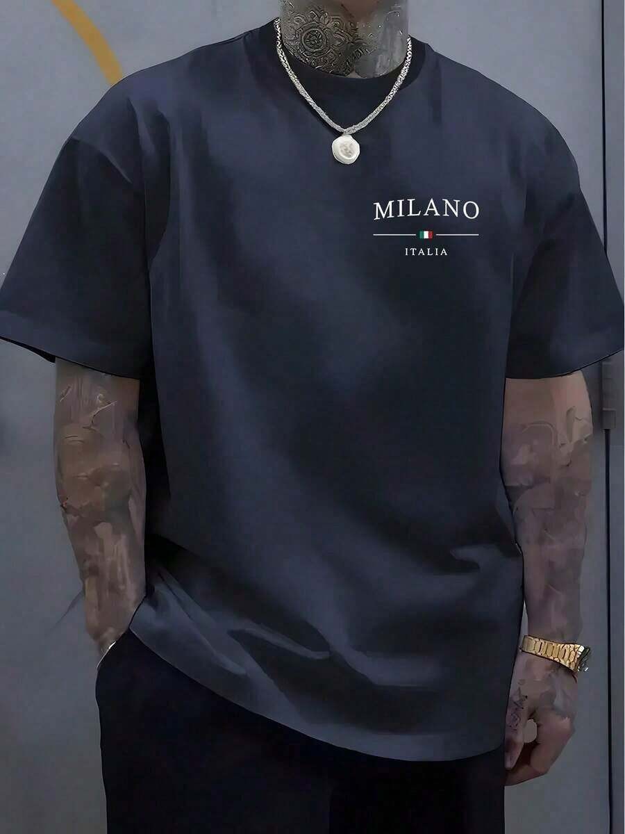 Italian Milan Stripe Men&rsquo;s Crew Neck Tee Short Sleeve Soft Comfy Plus Size