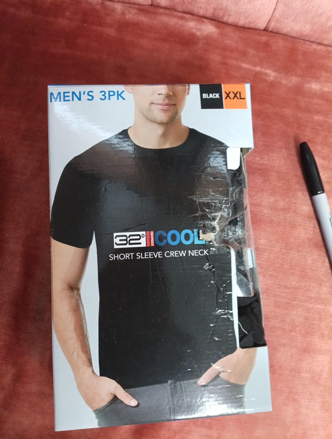 NEW 32 Degrees Cool Men&rsquo;s 3 Pack Short Sleeve Crew Neck black xl